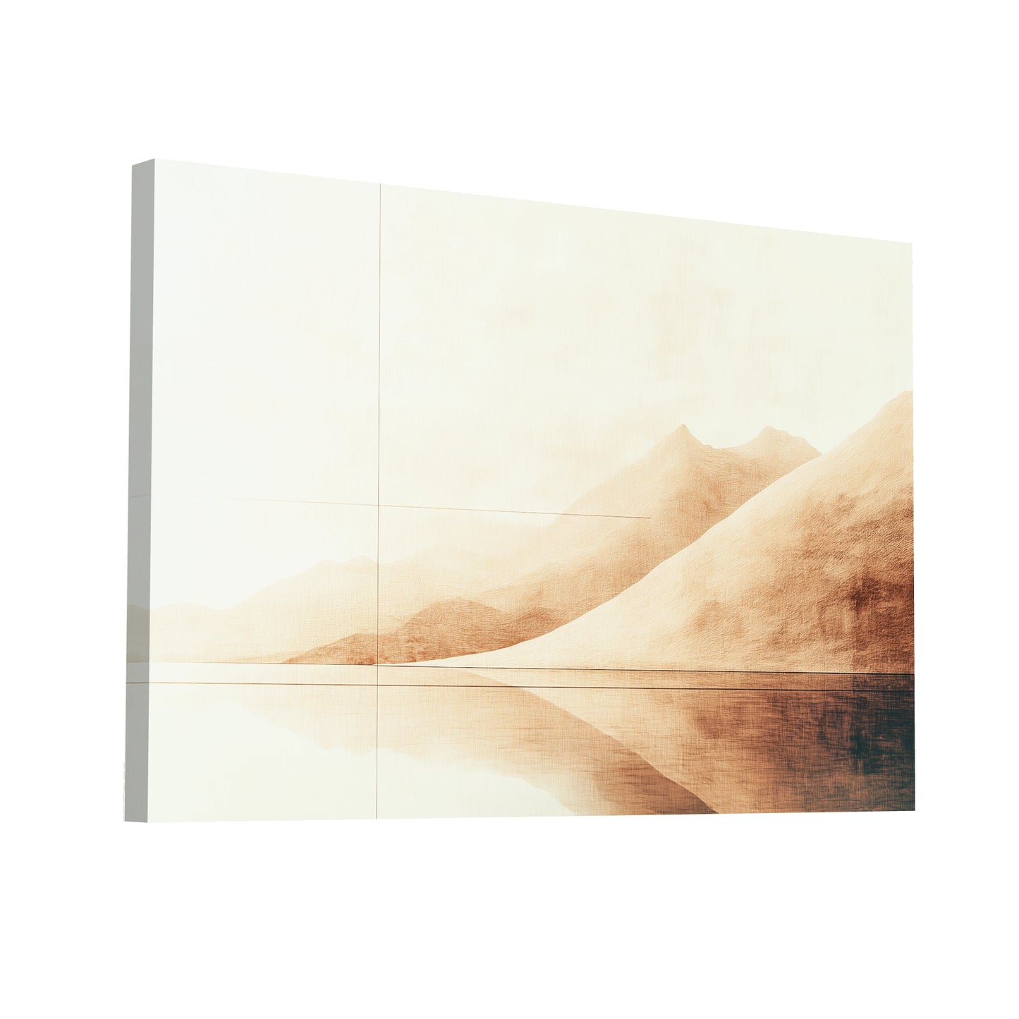 Product Hero 3D WebP Tableau Déco Blanc Beige - Reflets Montagneux - Art Virtuoso