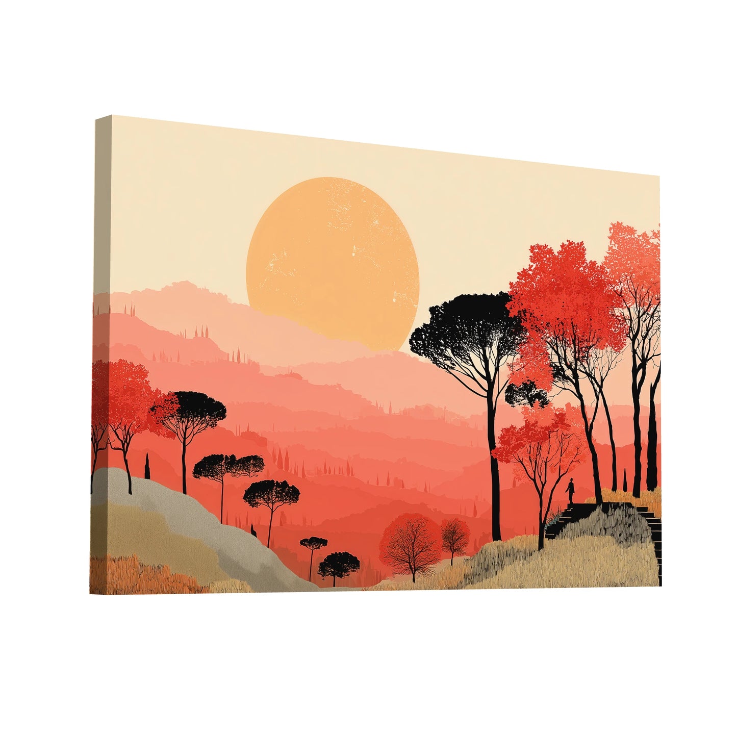 Product Hero 3D WebP Tableau Déco Coucher de Soleil : Aube Orientale - Art Virtuoso