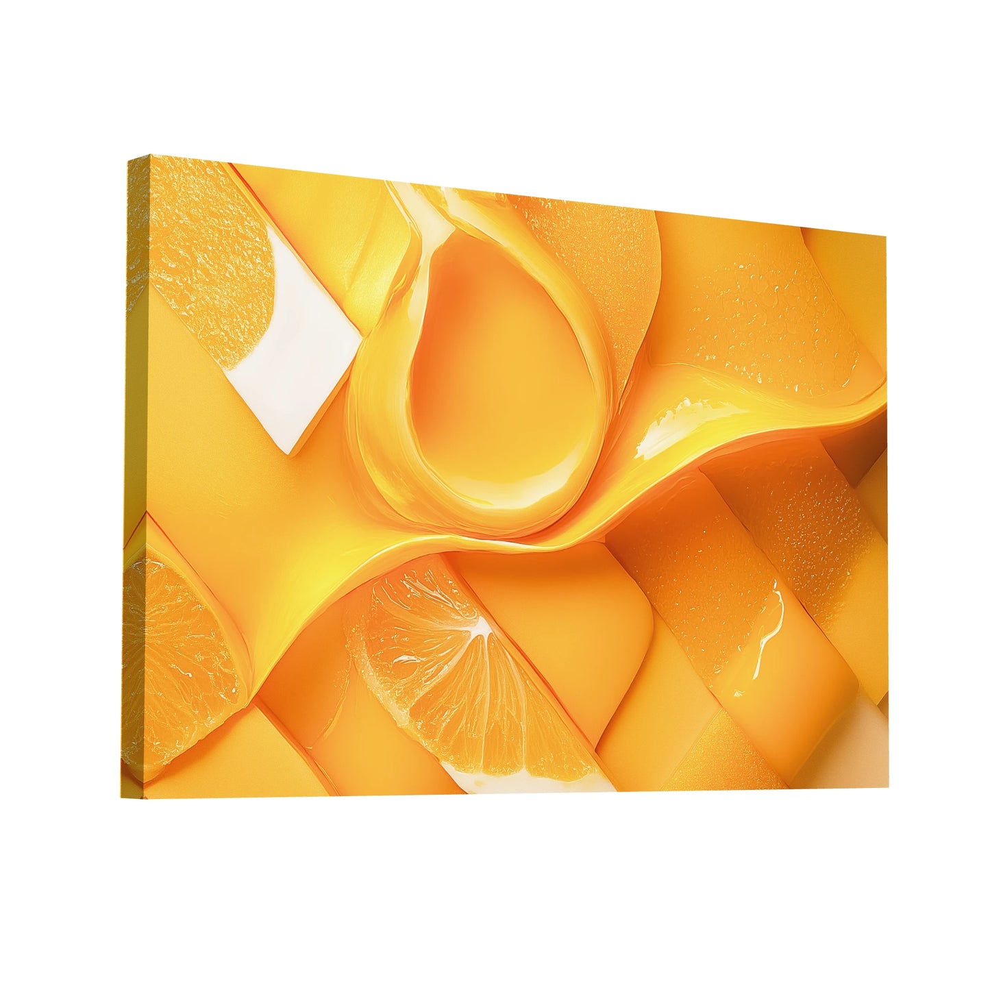 Product Hero 3D WebP Tableau Déco Jaune : Vibrations Solaires - Art Virtuoso