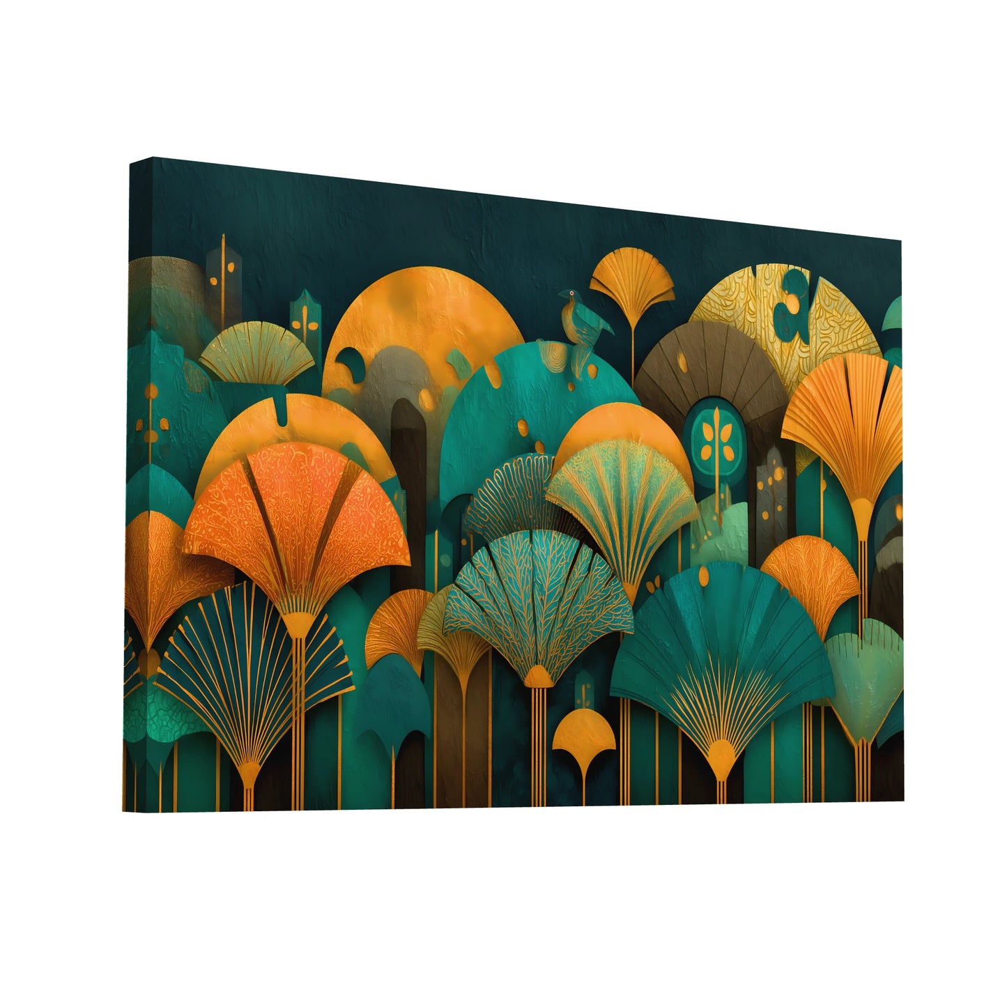Product Hero 3D WebP Tableau Déco Jungle : Feuillage Art Déco - Art Virtuoso