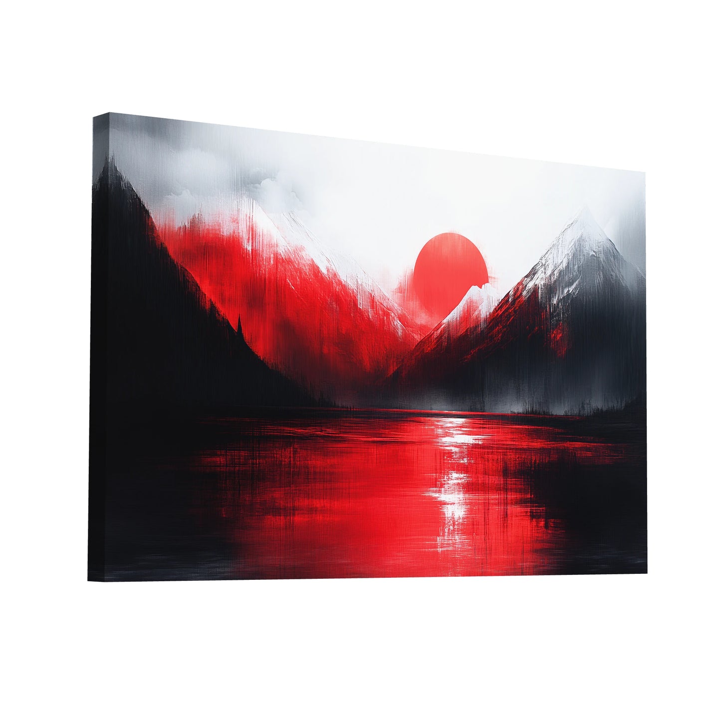 Product Hero 3D WebP Tableau Déco Rouge : Reflets d'Aurore - Art Virtuoso