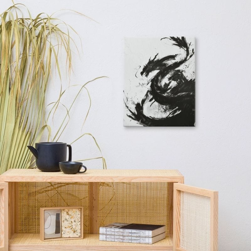 Tableau Dragon Abstrait - Noir et Blanc Affiches, reproductions et œuvres graphiques Art Virtuoso