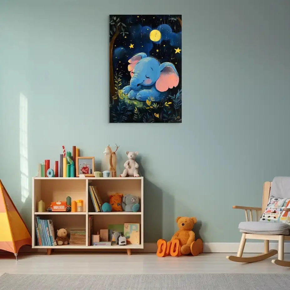Tableau Eléphant Mignon Bleu Affiches, reproductions et œuvres graphiques Art Virtuoso