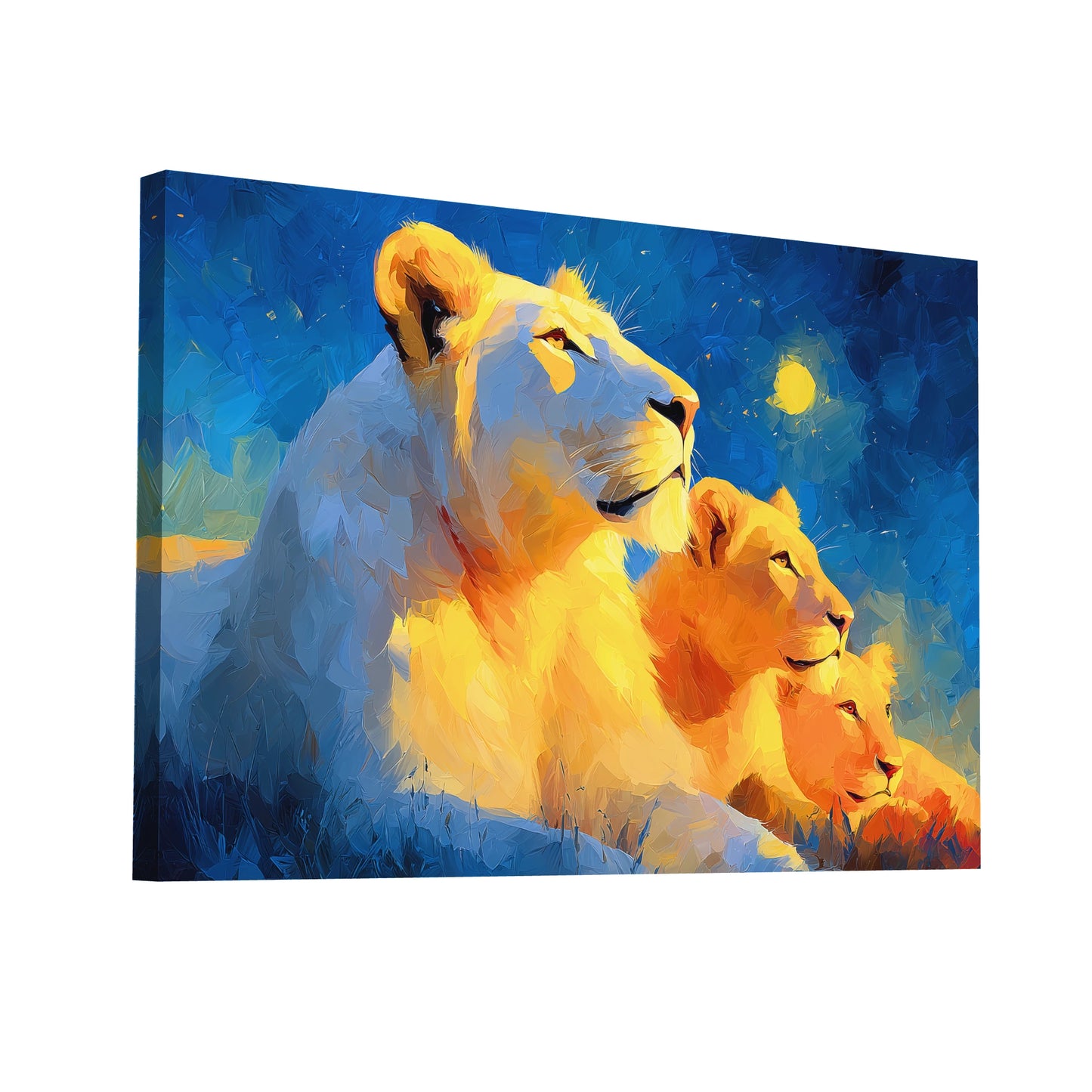 Product Hero 3D WebP Tableau Famille Lion : Tendresse Sauvage - Art Virtuoso