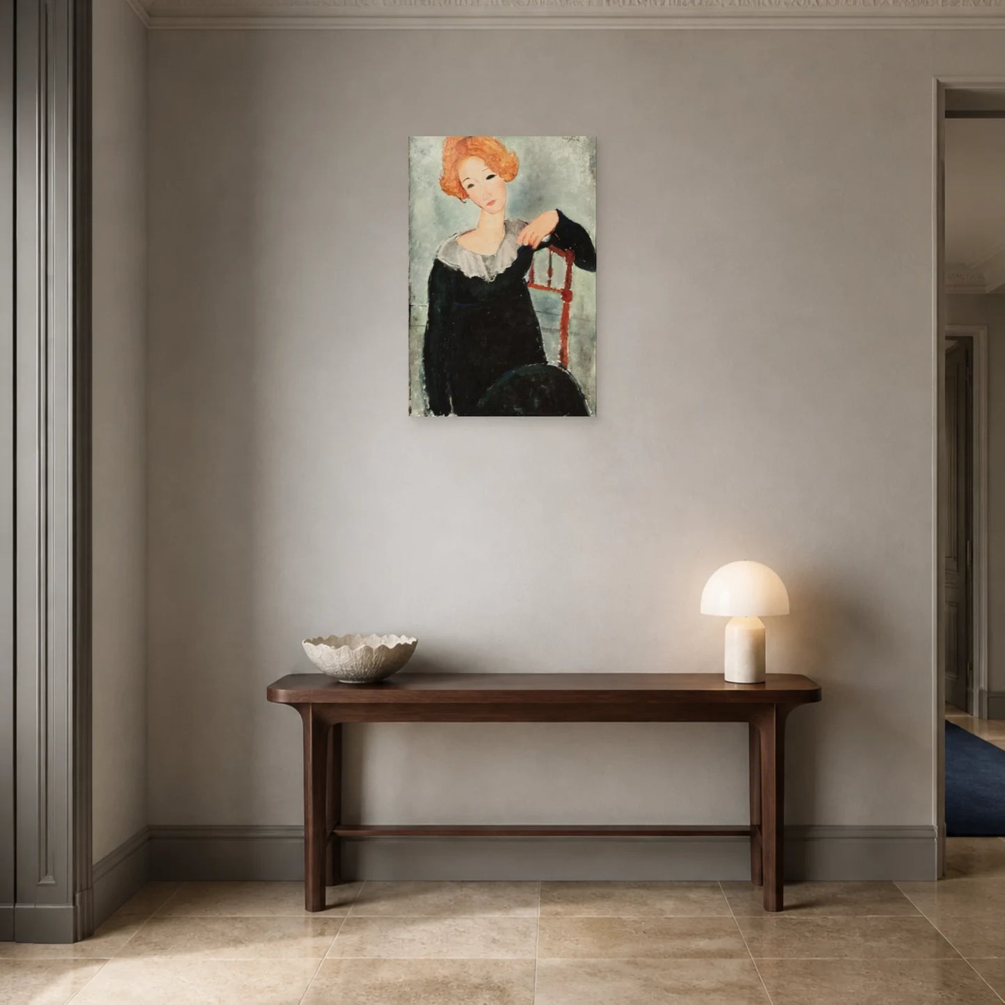 Tableau Femme aux cheveux roux – Amedeo Modigliani dans une entrée ou un couloir - Art Virtuoso