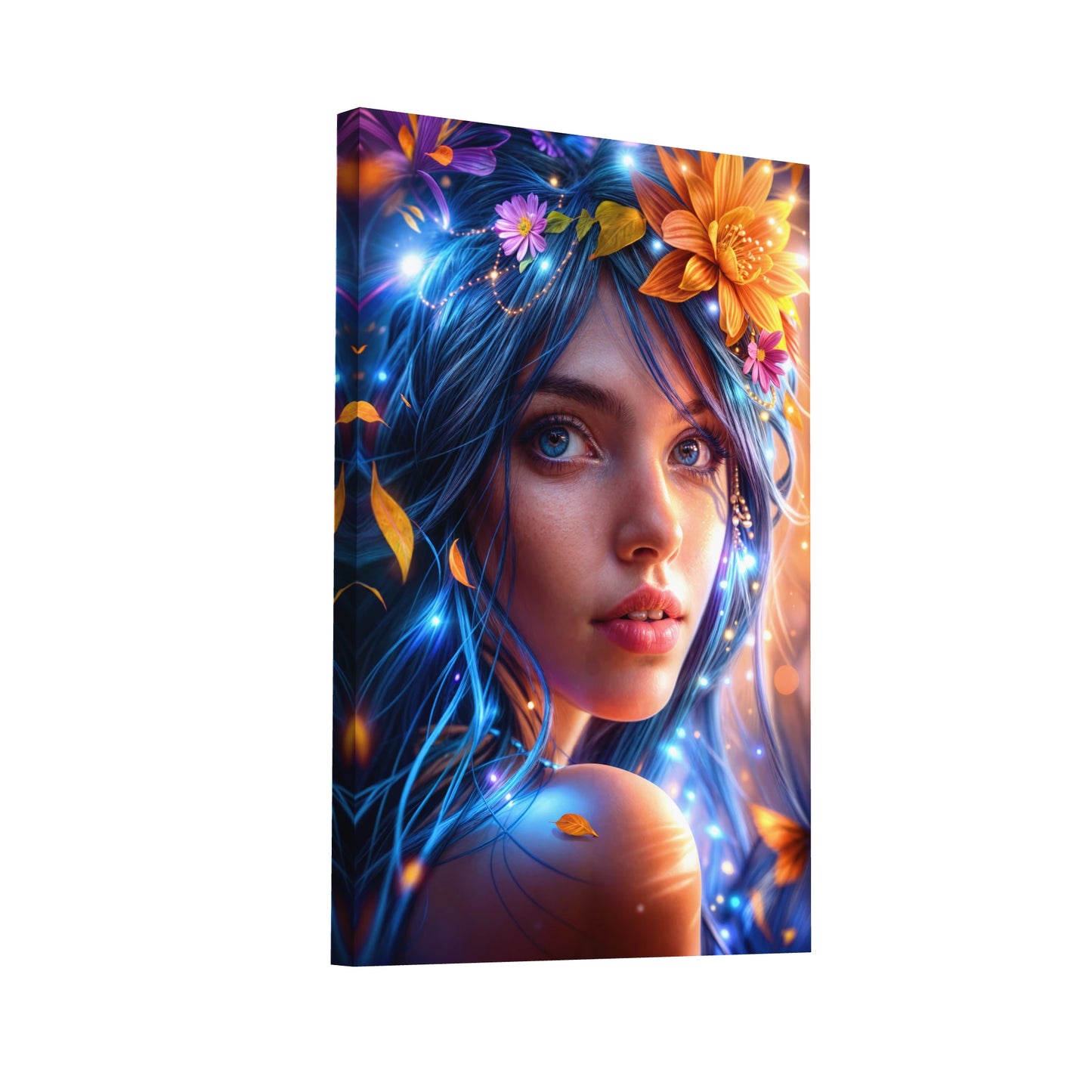 Product Hero 3D WebP Tableau - Femme Fleur - Art Virtuoso