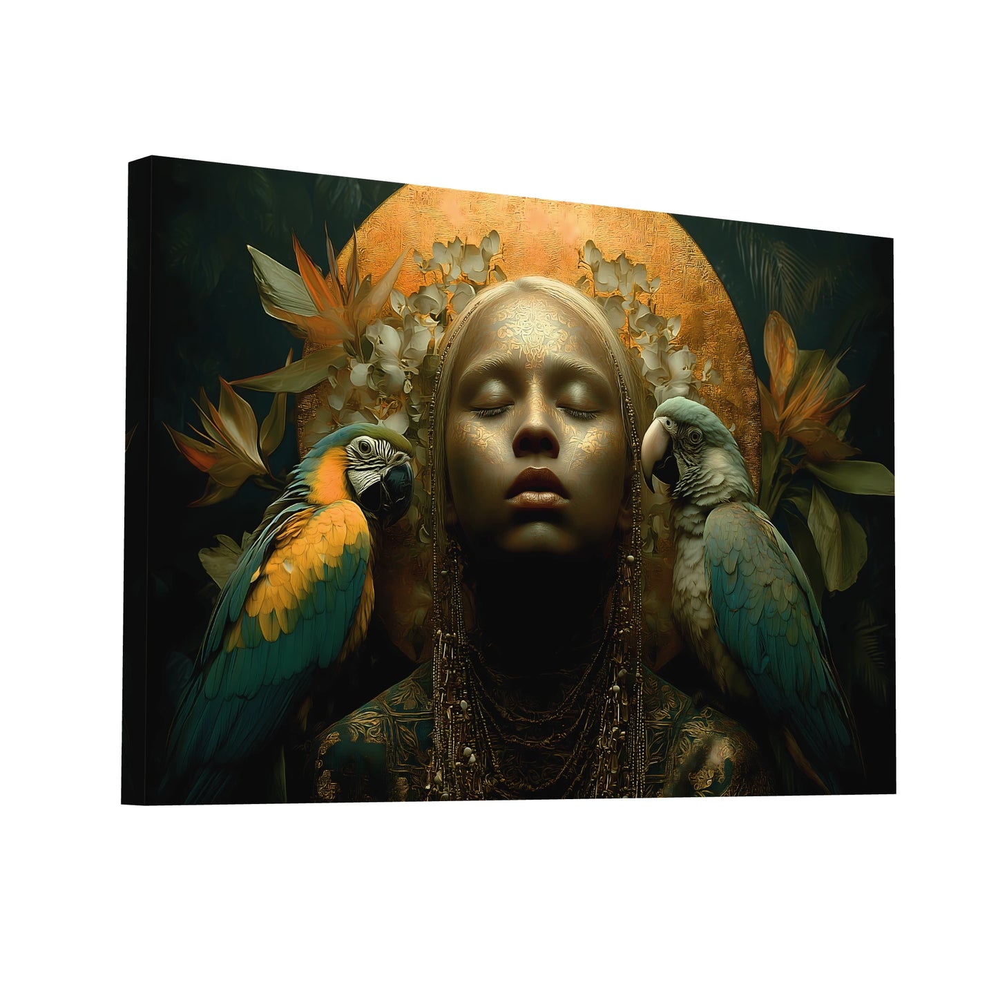 Product Hero 3D WebP Tableau Femme Jungle : Mystère Tropical - Art Virtuoso