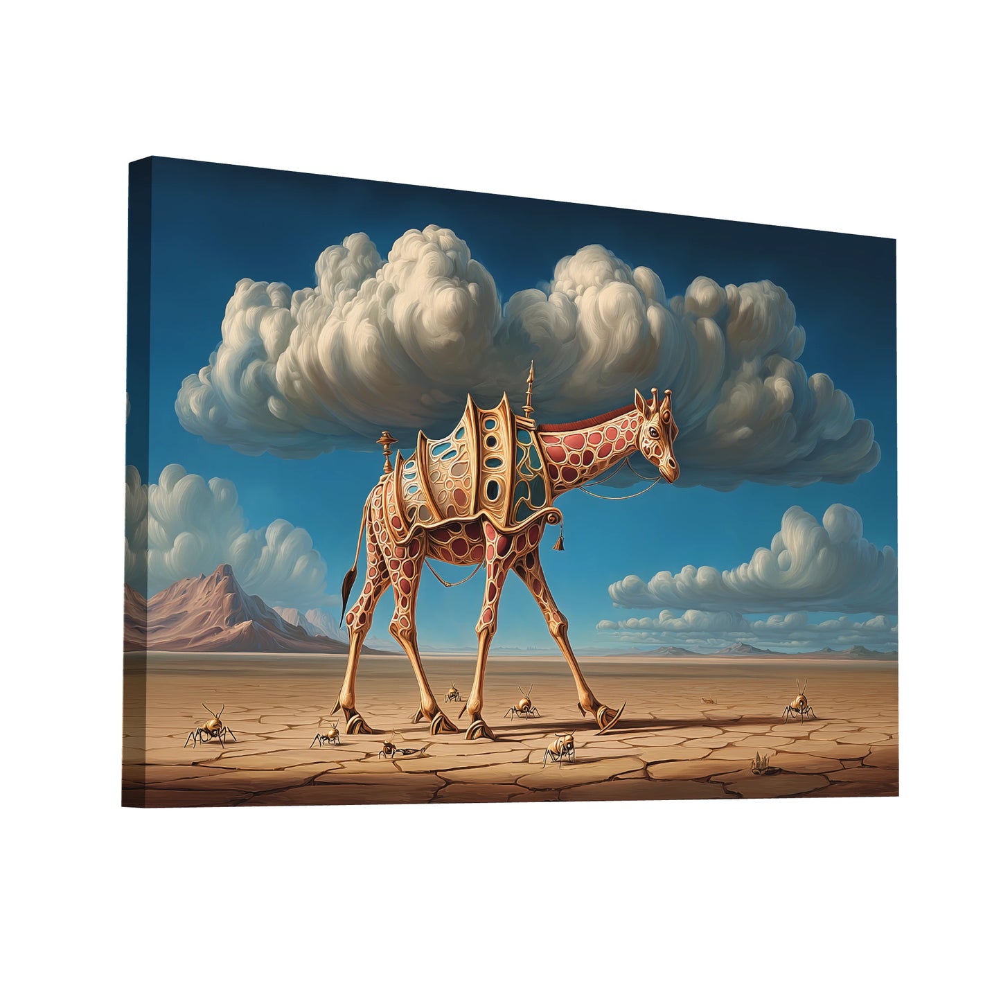 Product Hero 3D WebP Tableau Girafe Surréaliste - Marche Onirique - Art Virtuoso