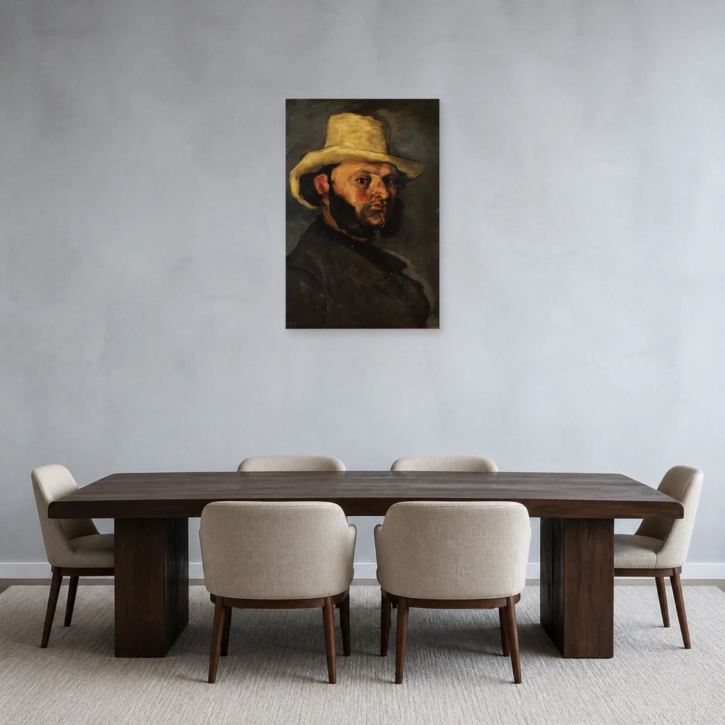 Tableau Gustave Boyer au chapeau de paille – Paul Cézanne dans une salle à manger - Art Virtuoso