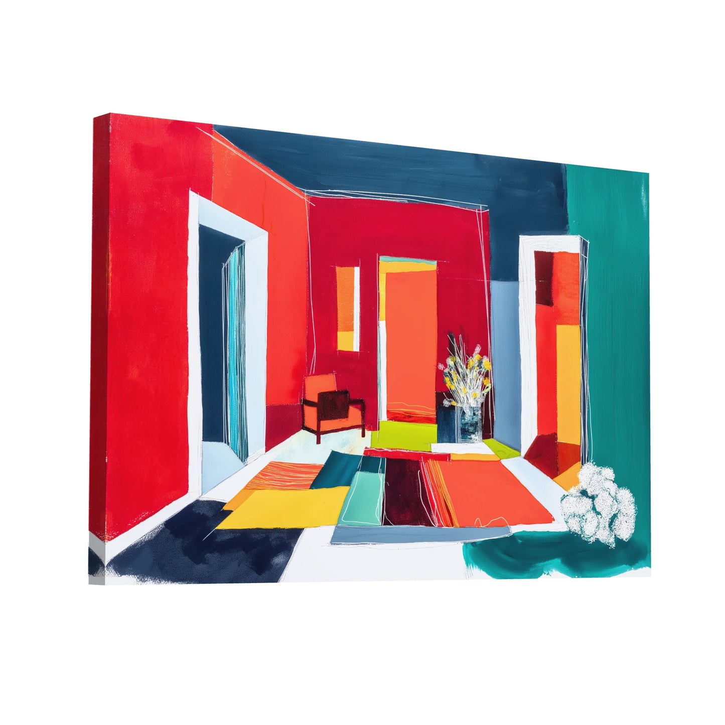 Product Hero 3D WebP Tableau hygge graphique - interieur carmin - Art Virtuoso