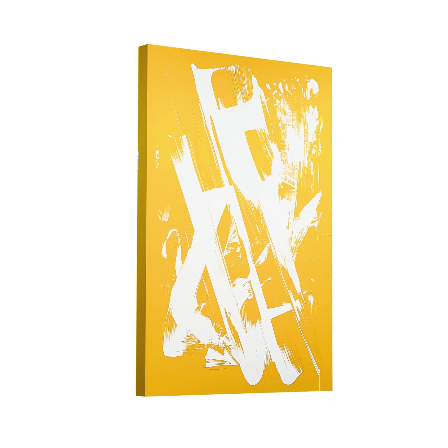 Product Hero 3D WebP Tableau Jaune et Blanc : Gestuelle Solaire - Art Virtuoso