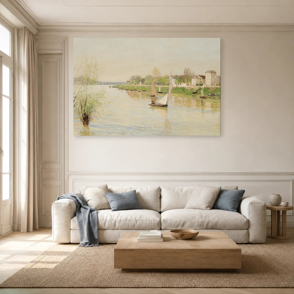 Tableau La Seine à Argenteuil – Alfred Sisley dans un salon - Art Virtuoso