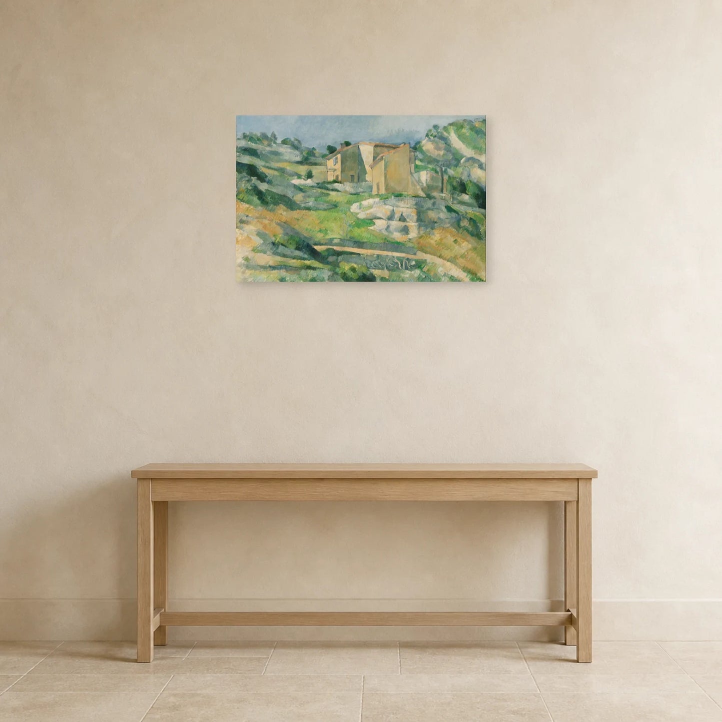 Tableau Maisons en Provence : la vallée du Riaux près de L’Estaque – Paul Cézanne dans une entrée ou un couloir - Art Virtuoso