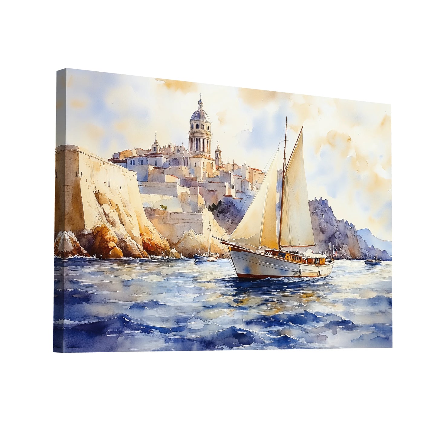 Product Hero 3D WebP Tableau Marseille Vintage : Voiles en Méditerranée - Art Virtuoso