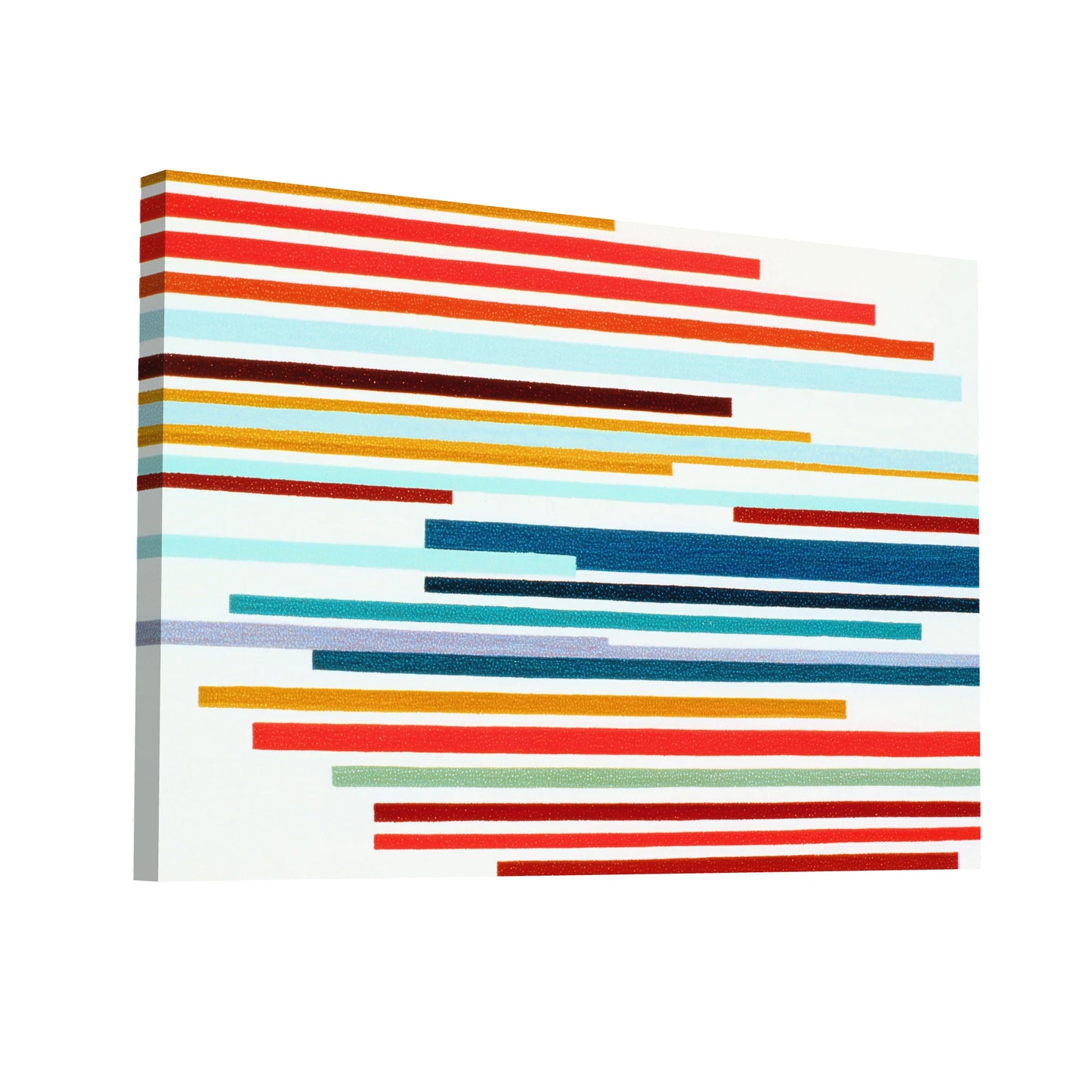 Product Hero 3D WebP Tableau Minimaliste à Bandes Horizontales Multicolores – Rythmes Visuels - Art Virtuoso