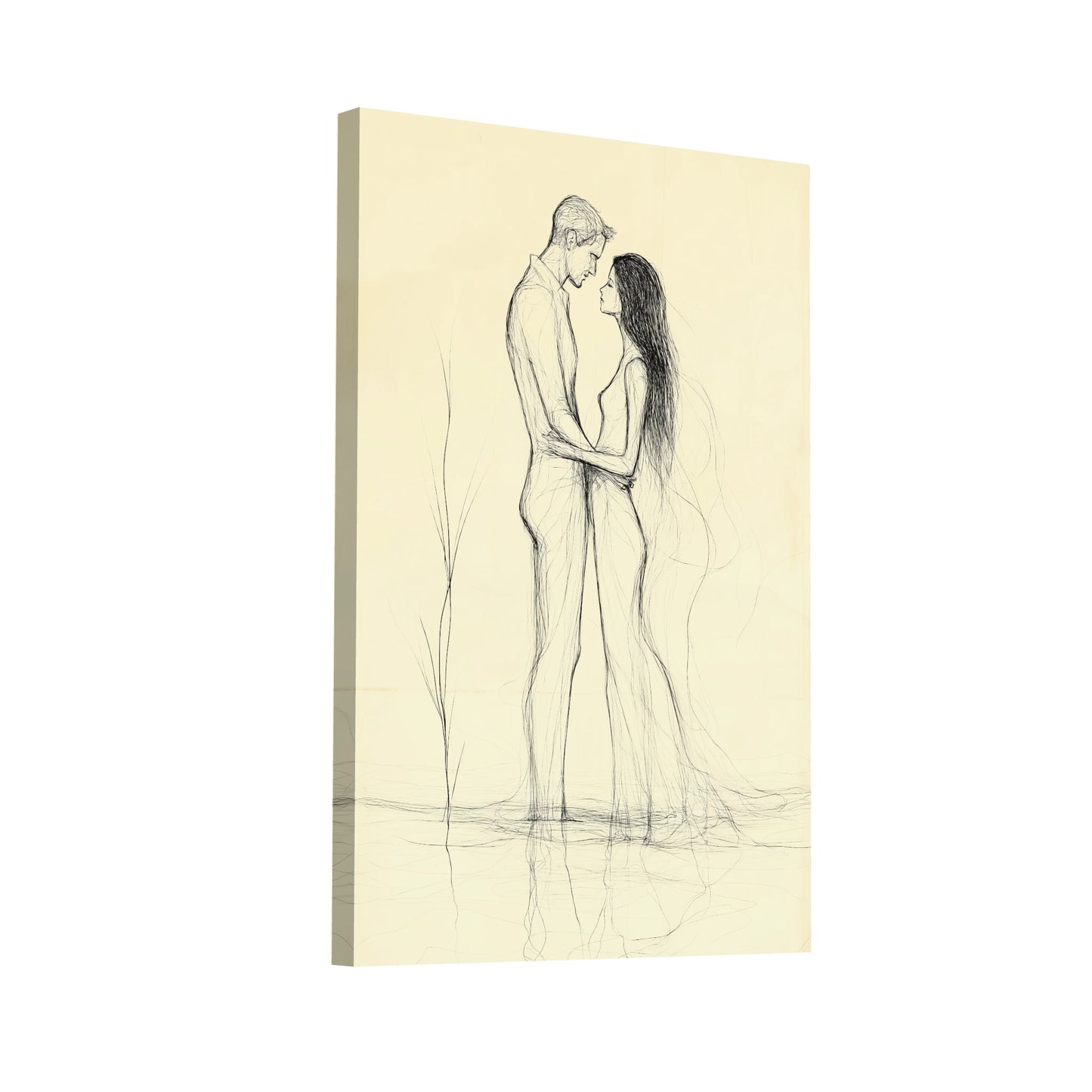 Product Hero 3D WebP Tableau Minimaliste Couple - Art Virtuoso