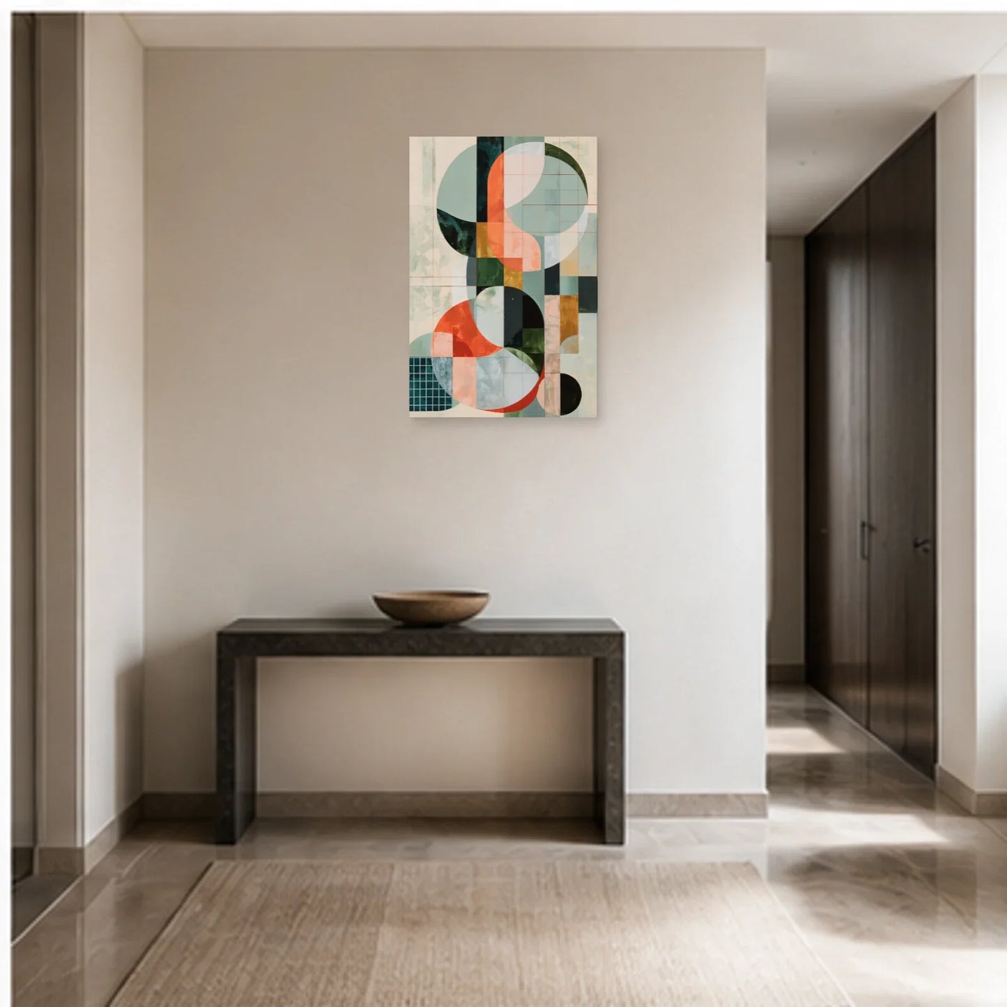 Tableau Moderne pour Chambre à Coucher - Calme Géométrique dans une entrée ou un couloir - Art Virtuoso