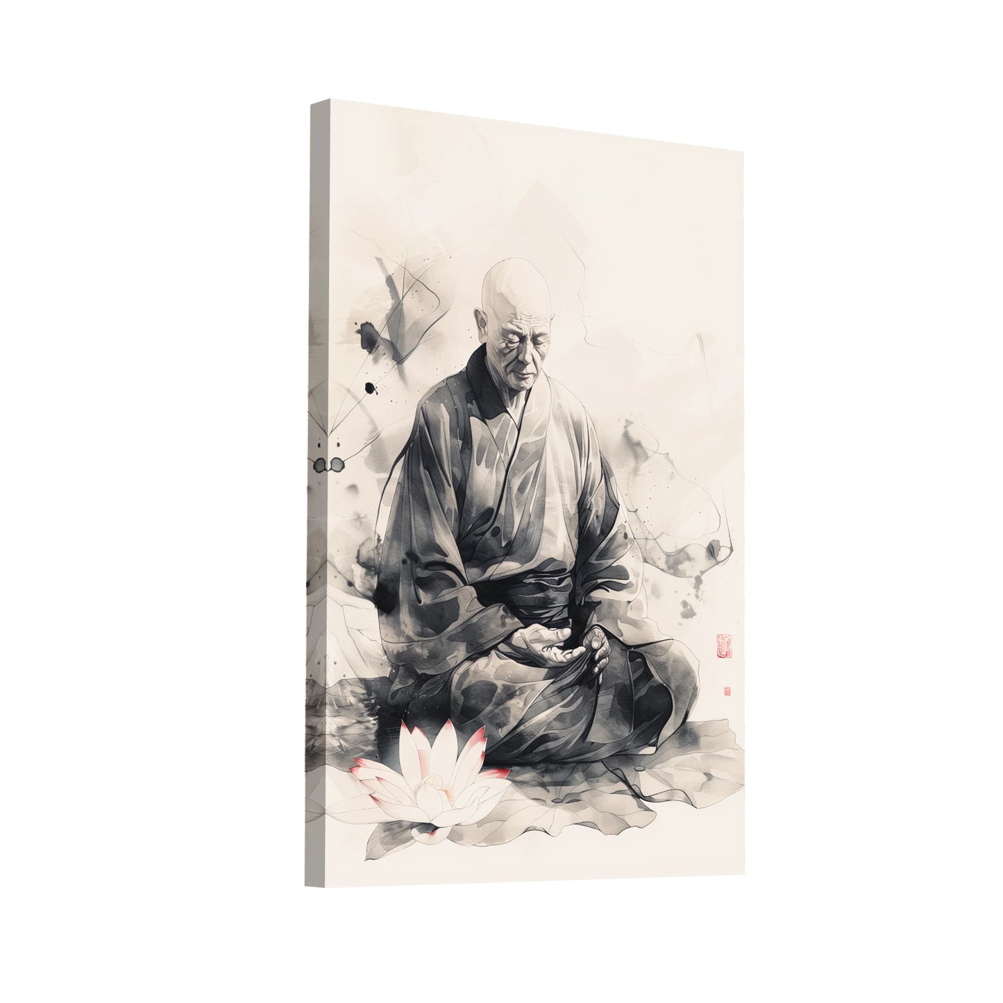 Product Hero 3D WebP Tableau Moine Bouddhiste - Art Virtuoso