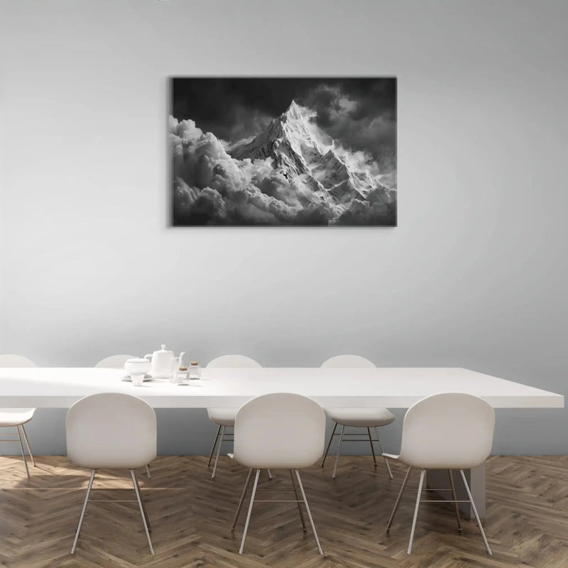 Schwarzweiße Berglandschaft auf Leinwand