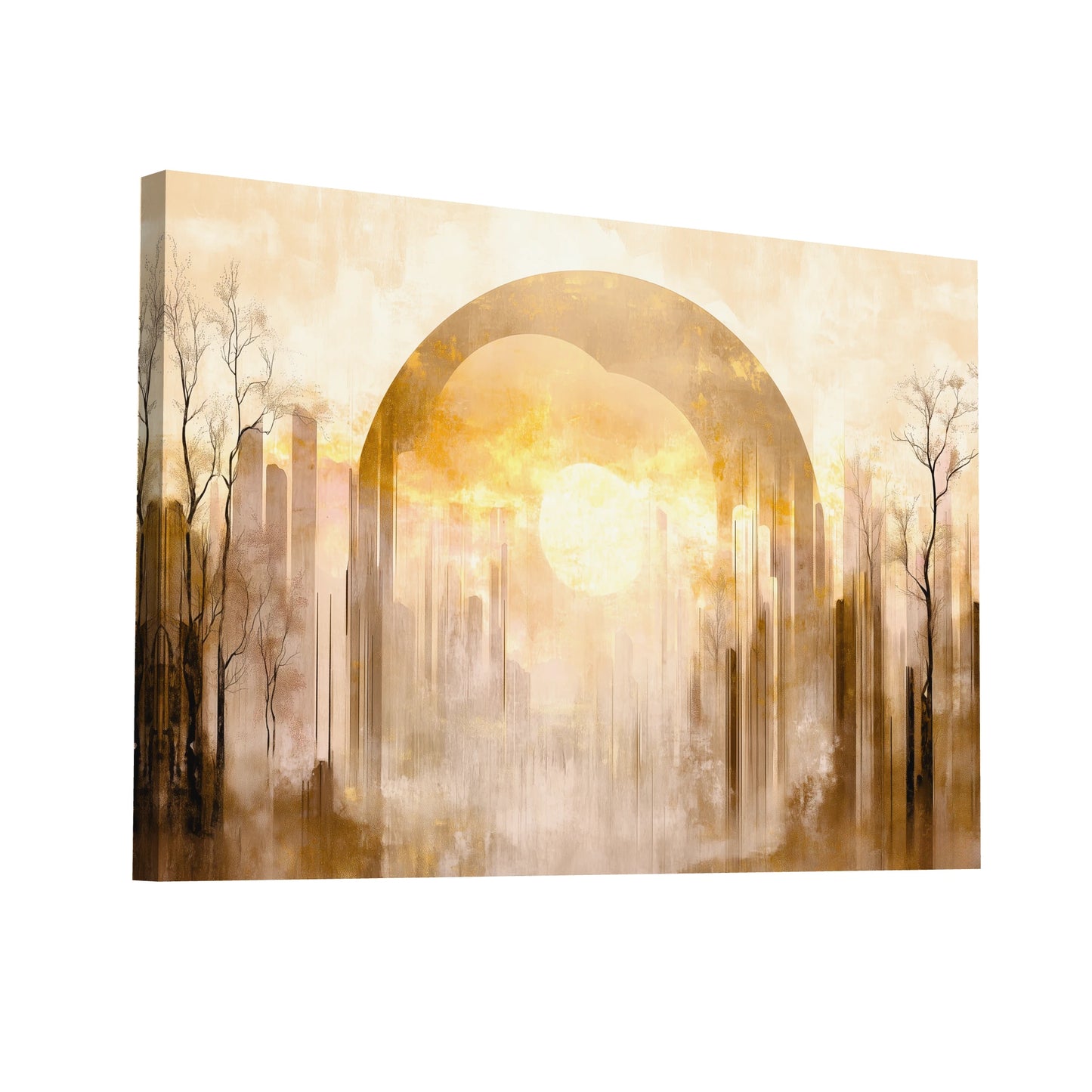 Product Hero 3D WebP Tableau Motifs Scandinaves : Arches d'Or - Art Virtuoso
