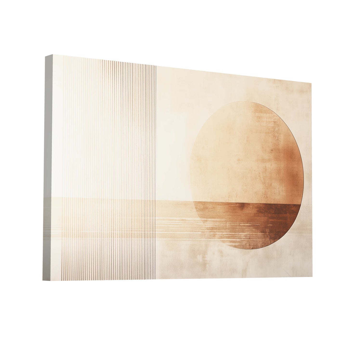 Product Hero 3D WebP Tableau Mural Beige - Soleil Minimaliste - Art Virtuoso