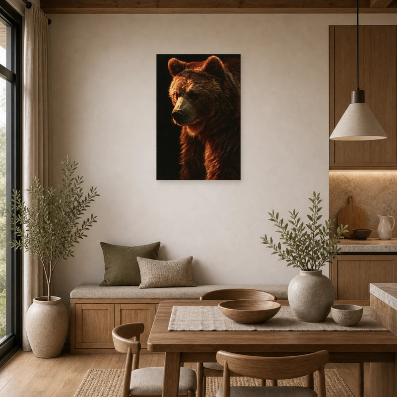 Mockup WebP Tableau Ours Portrait Dramatique dans une cuisine - Art Virtuoso