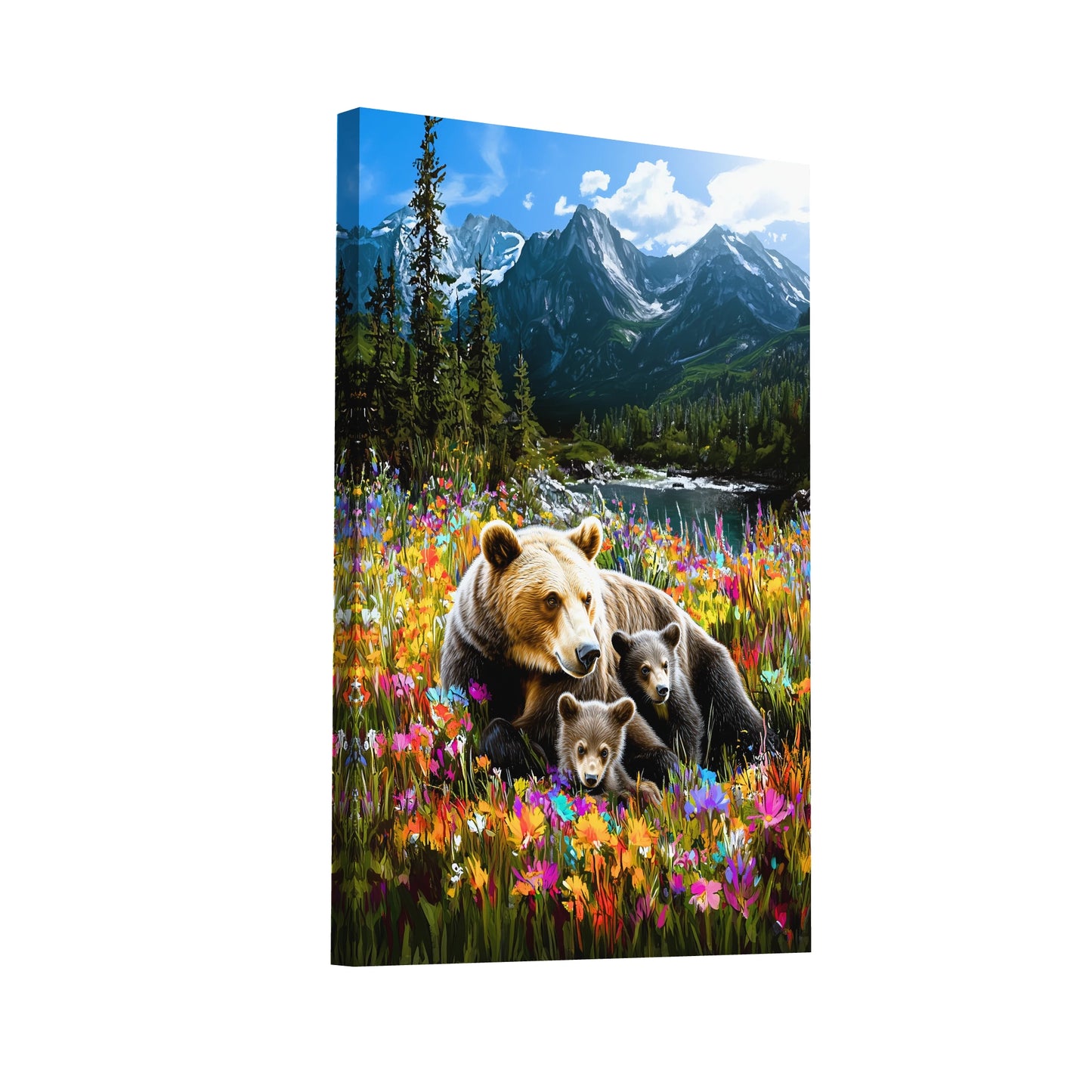 Product Hero 3D WebP Tableau Oursons en Montagne - Art Virtuoso