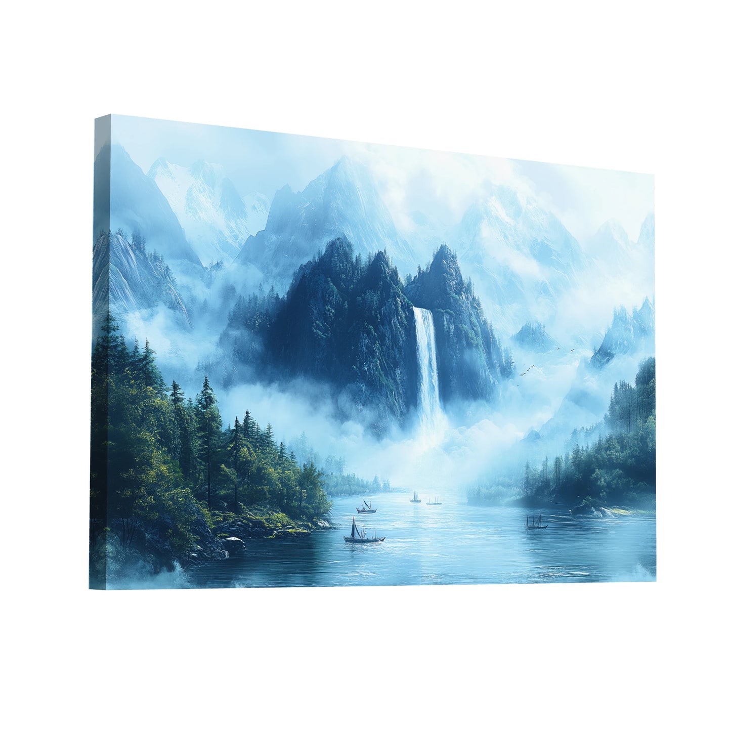 Product Hero 3D WebP Tableau Paysage Asiatique - Cascade Céleste - Art Virtuoso