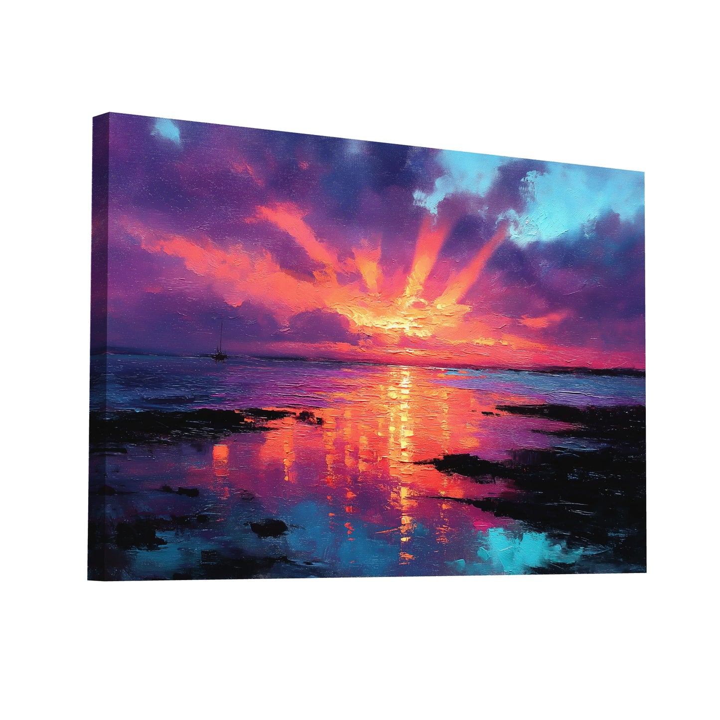 Product Hero 3D WebP Tableau Paysage - Coucher de Soleil - Art Virtuoso