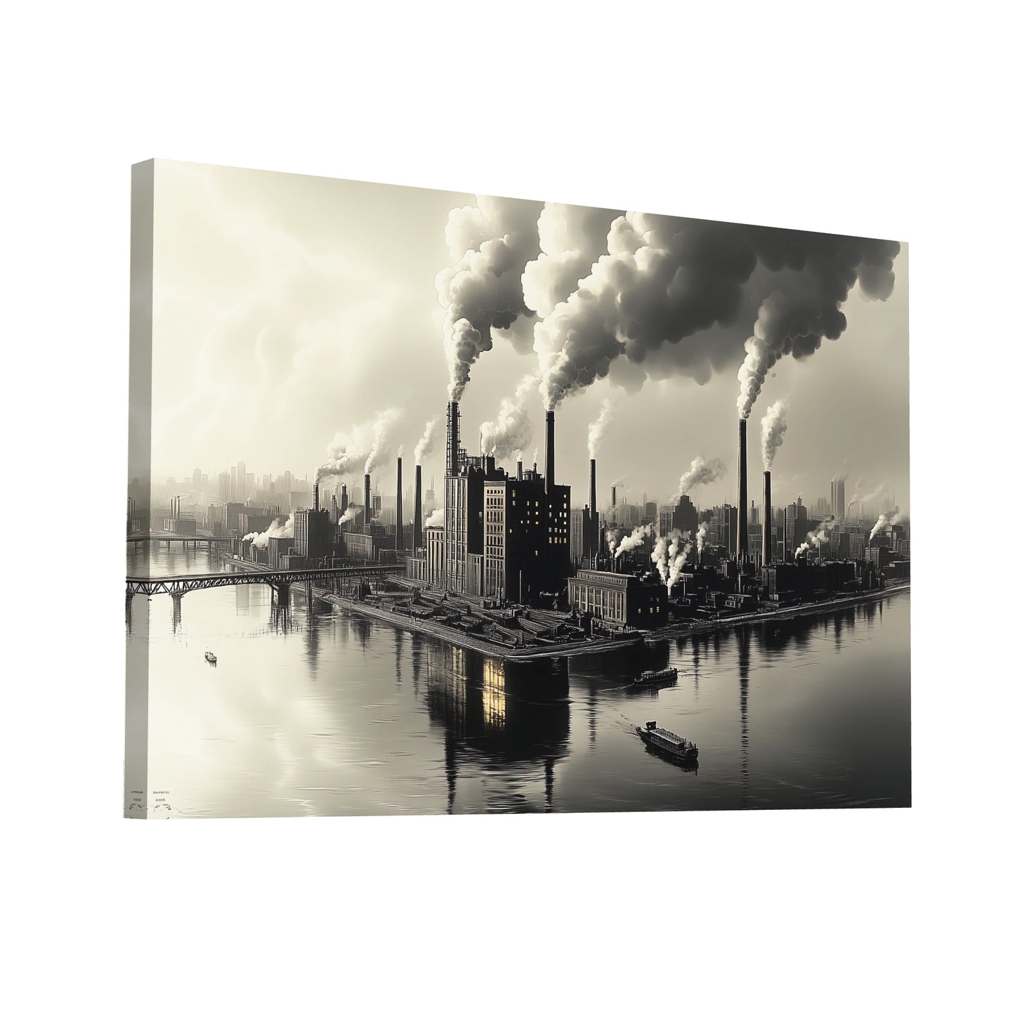 Product Hero 3D WebP Tableau Paysage Industriel - Écho des Machines - Art Virtuoso