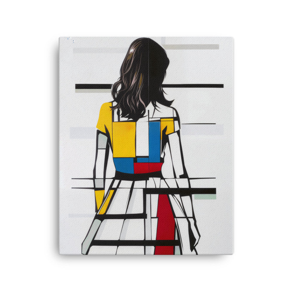 Tableau Peinture Femme de Dos - Style Mondrian Art Virtuoso M
