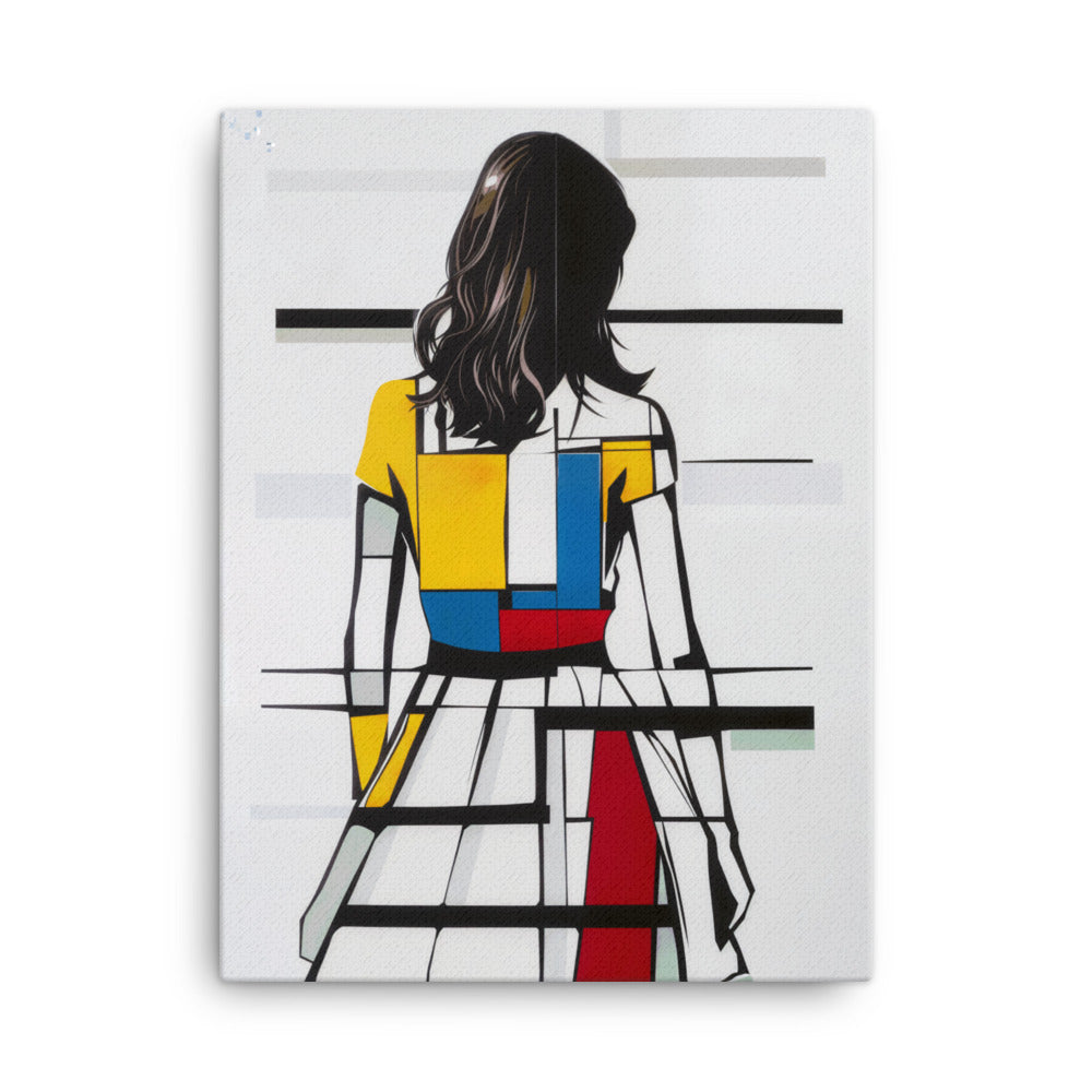 Tableau Peinture Femme de Dos - Style Mondrian Art Virtuoso L