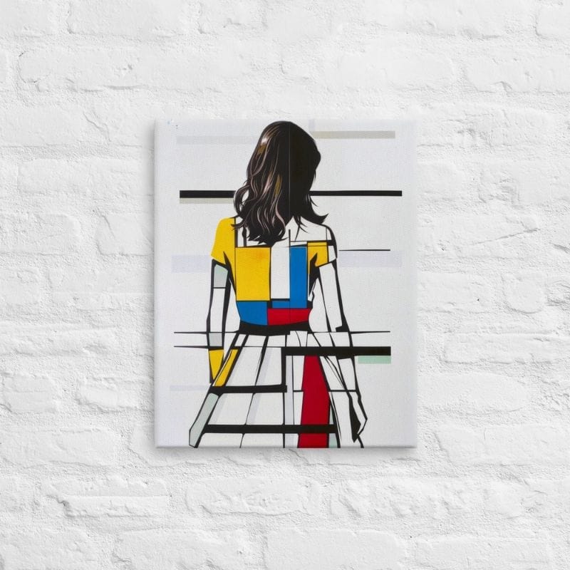 Tableau Peinture Femme de Dos - Style Mondrian Art Virtuoso
