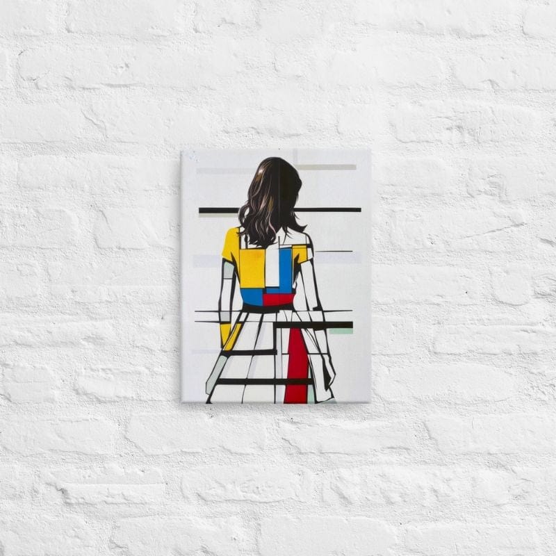 Tableau Peinture Femme de Dos - Style Mondrian Art Virtuoso
