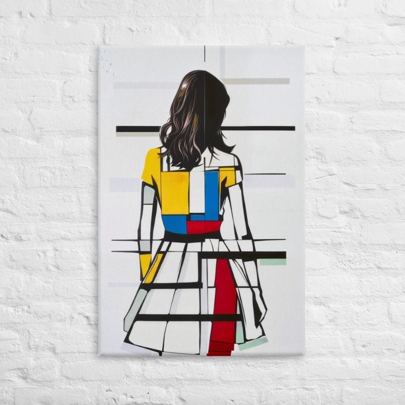 Tableau Peinture Femme de Dos - Style Mondrian Art Virtuoso