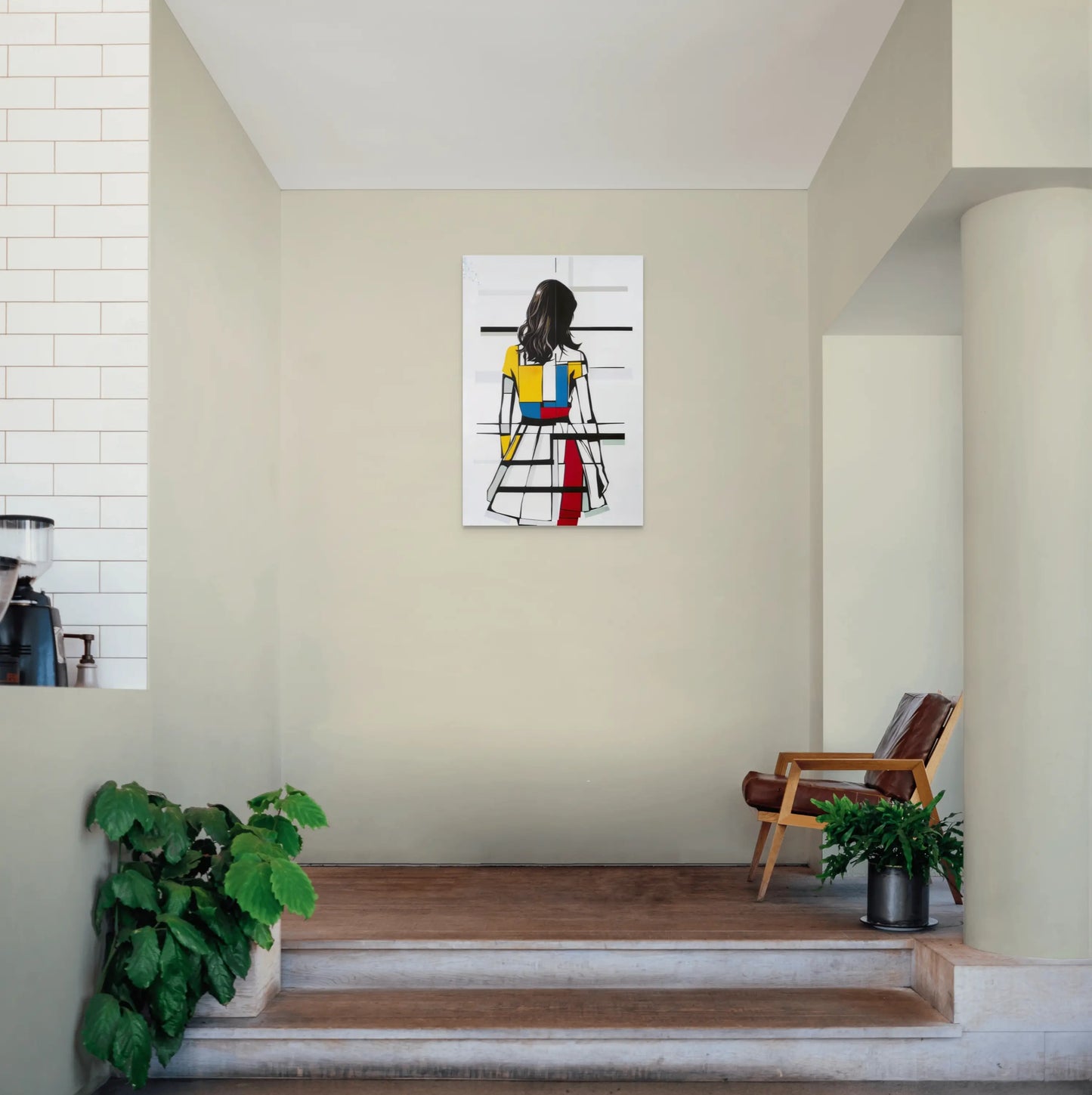 Tableau Peinture Femme de Dos - Style Mondrian Art Virtuoso