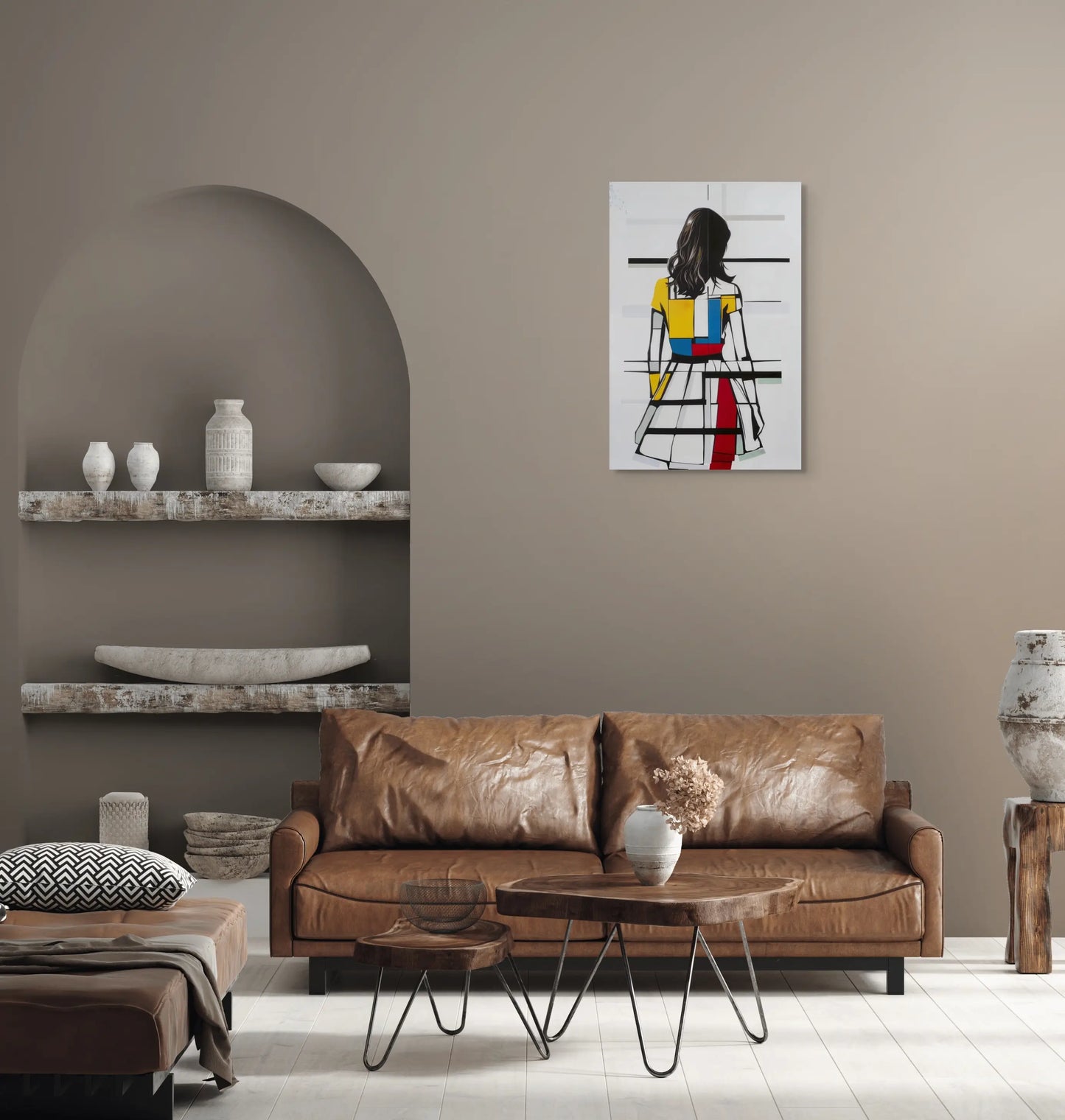 Tableau Peinture Femme de Dos - Style Mondrian Art Virtuoso