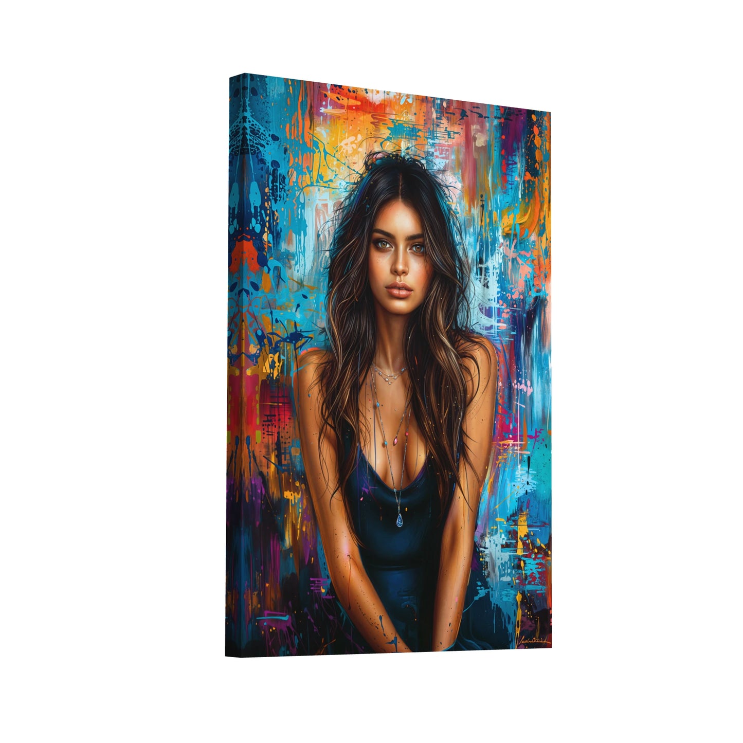 Product Hero 3D WebP Tableau Peinture Femme Sensuelle sur fond Abstrait - Art Virtuoso