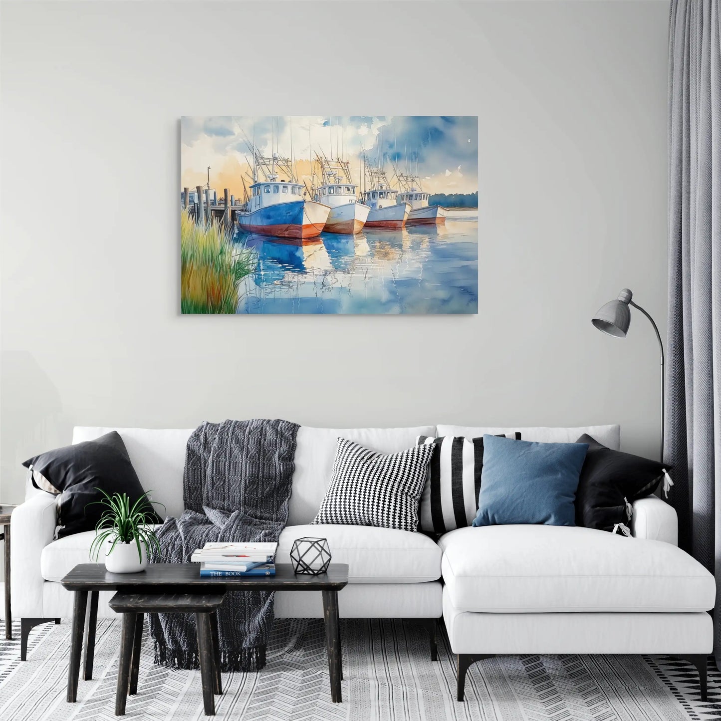 Tableau Peinture Port de Pêche Affiches, reproductions et œuvres graphiques Art Virtuoso