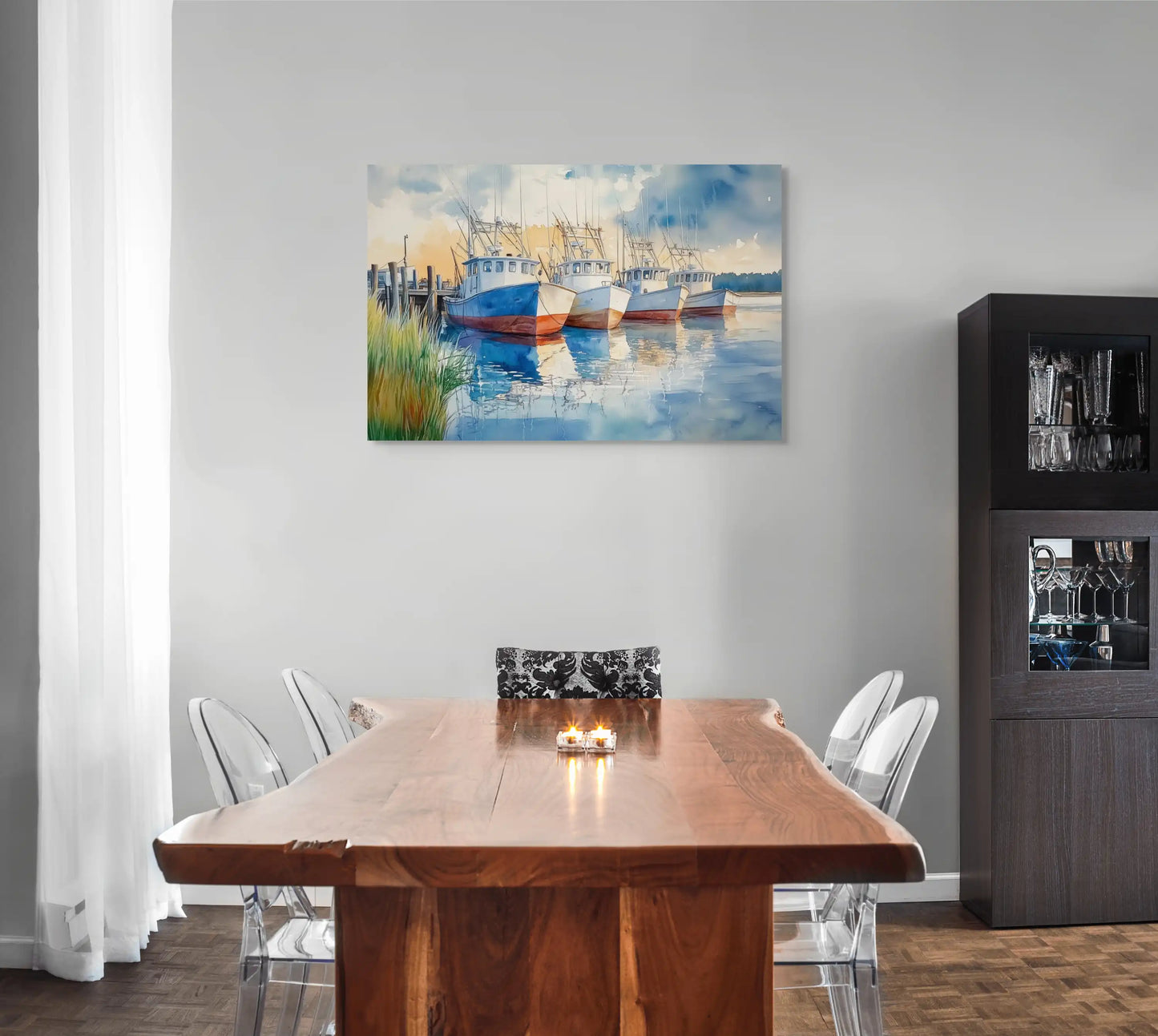 Tableau Peinture Port de Pêche Affiches, reproductions et œuvres graphiques Art Virtuoso