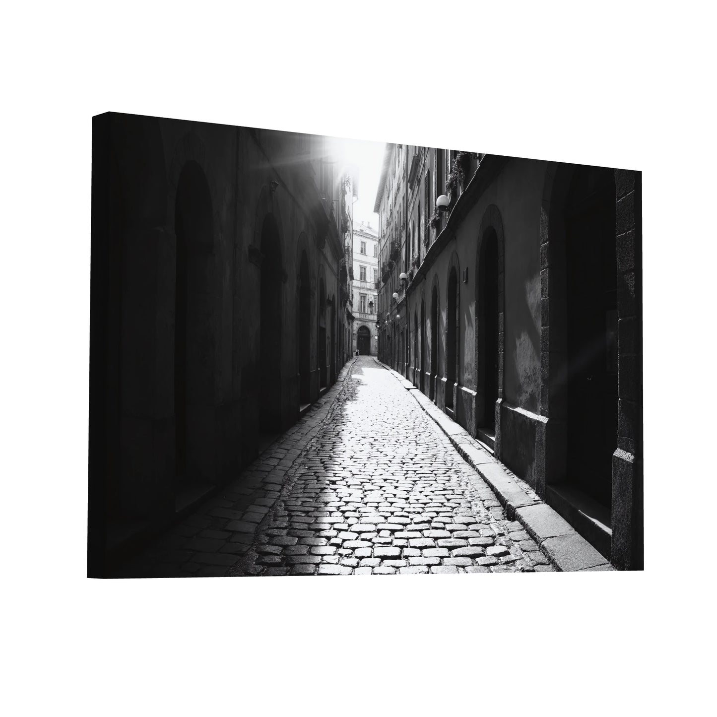 Product Hero 3D WebP Tableau Photo Noir et Blanc - Ruelle Parisienne - Art Virtuoso