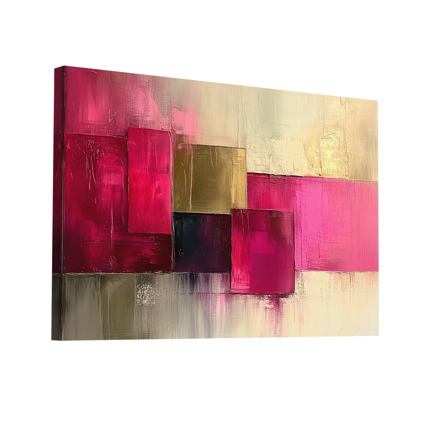 Product Hero 3D WebP Tableau Rose Décoration - Géométrie Fuschia - Art Virtuoso