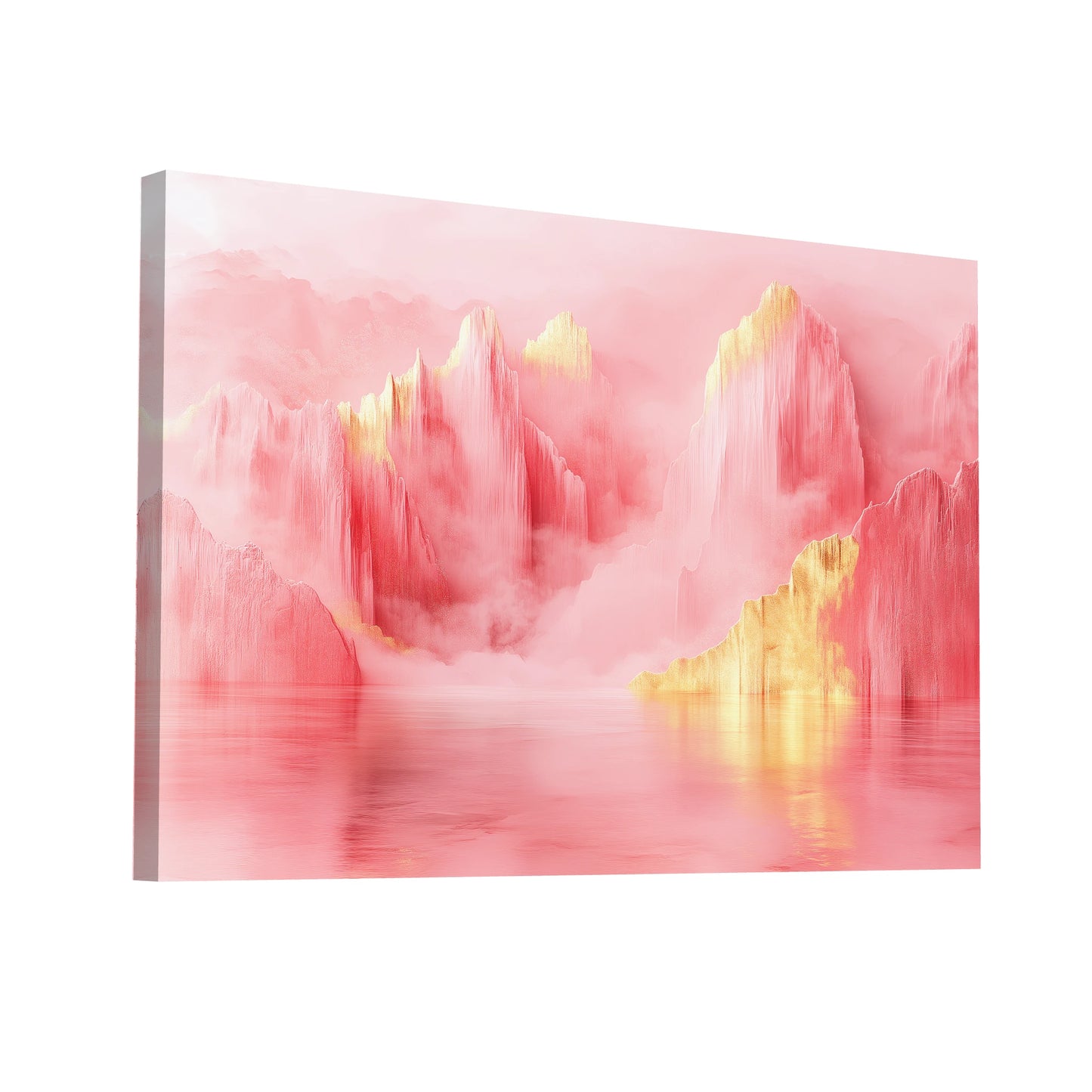 Product Hero 3D WebP Tableau Rose Doré - Rifts de Lumière - Art Virtuoso