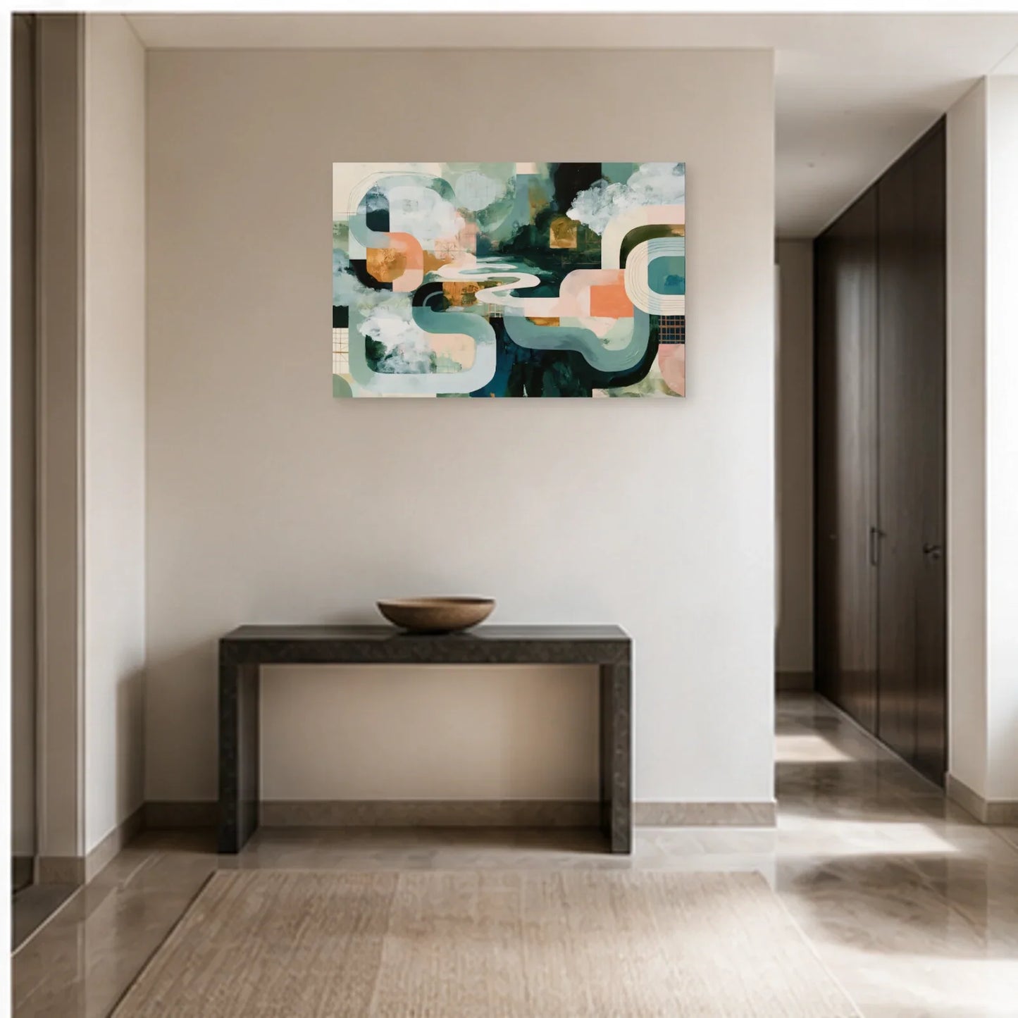 Tableau Salle à Manger Moderne - Horizon Abstrait dans une entrée ou un couloir - Art Virtuoso