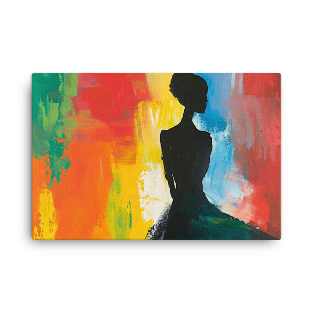 Tableau Silhouette Femme Abstrait - Fond Multicolore Art Virtuoso XL