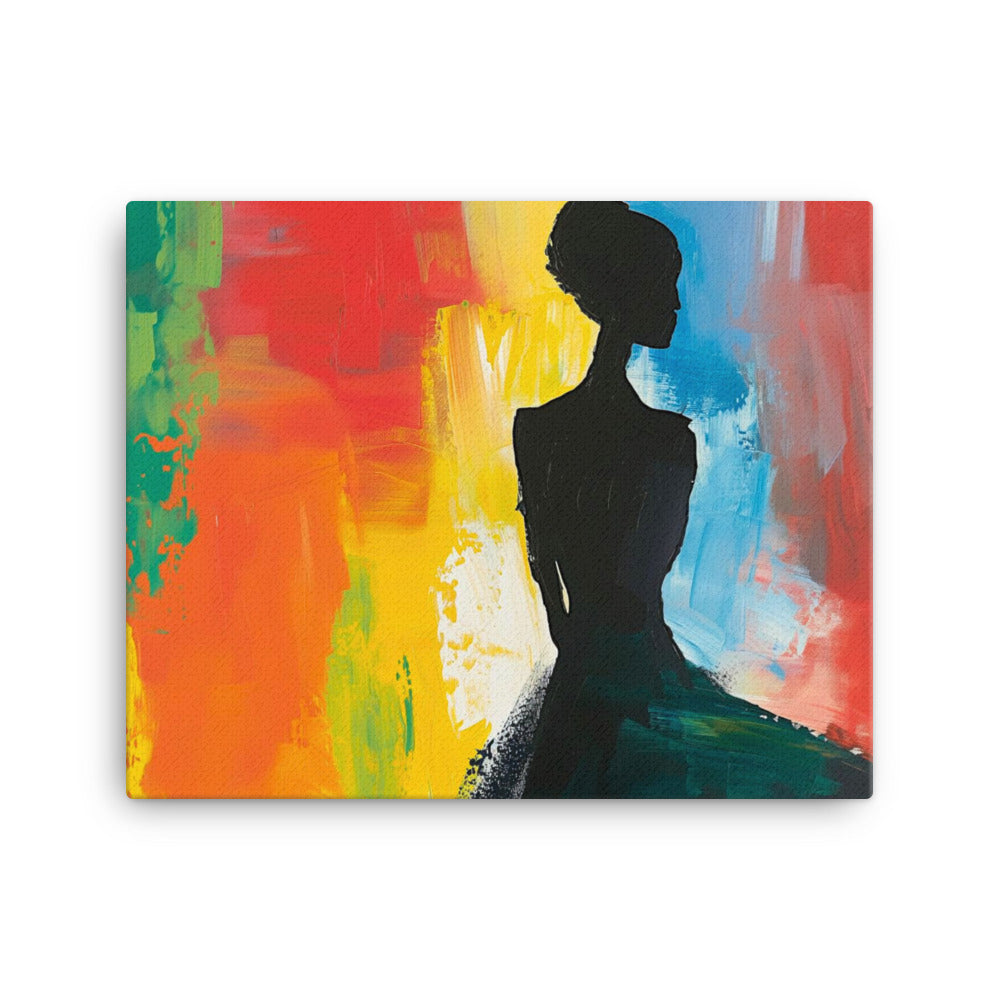 Tableau Silhouette Femme Abstrait - Fond Multicolore Art Virtuoso M