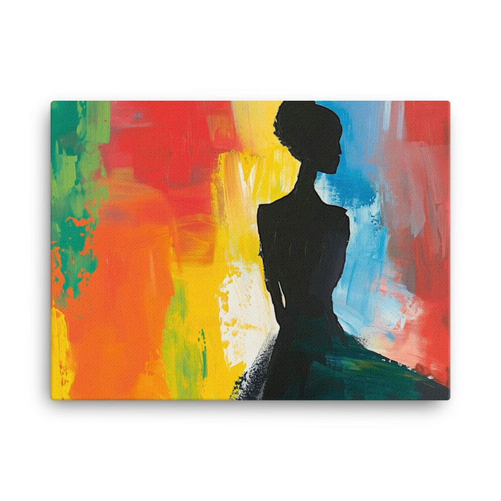 Tableau Silhouette Femme Abstrait - Fond Multicolore Art Virtuoso L