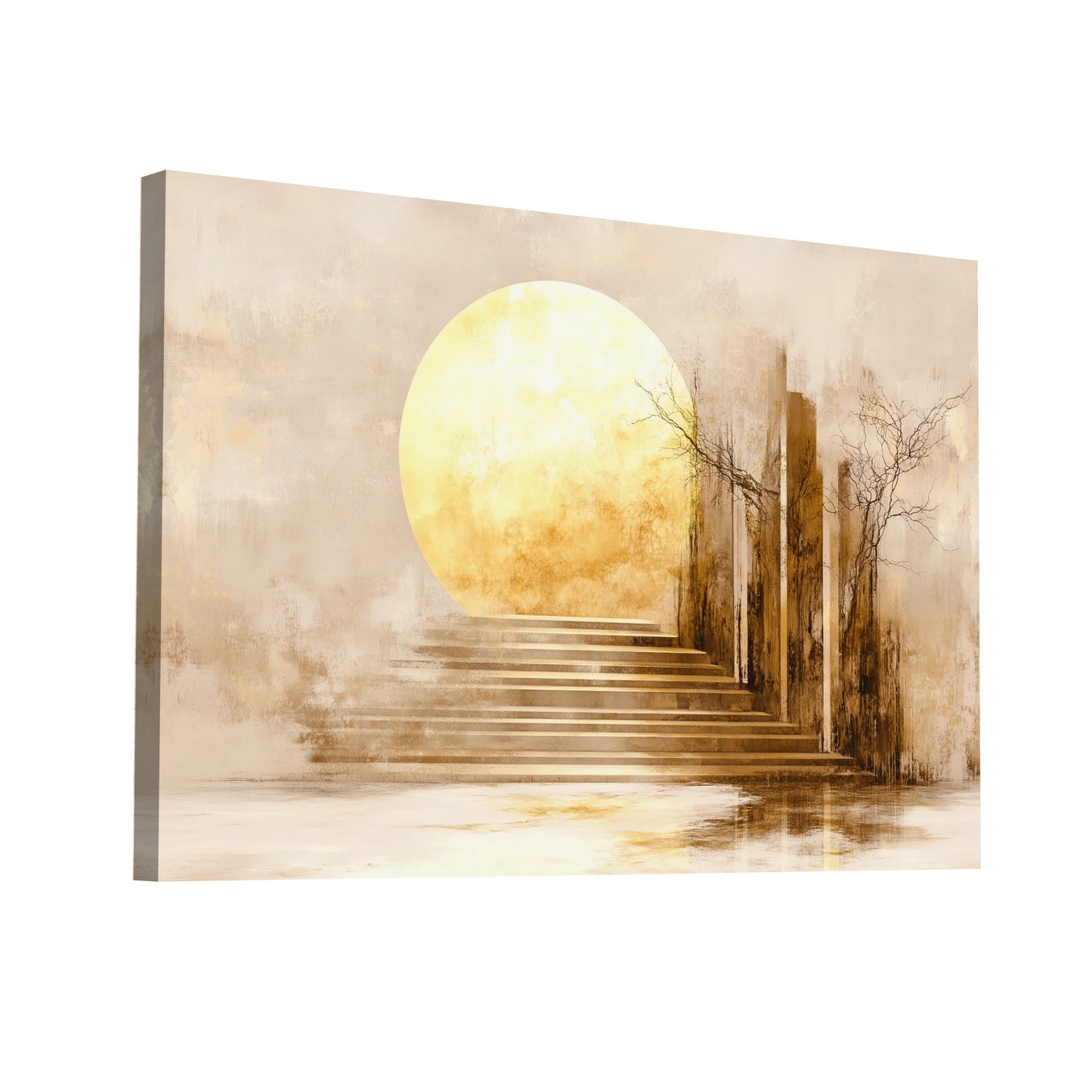 Product Hero 3D WebP Tableau Style Scandinave - Lune d'Or - Art Virtuoso