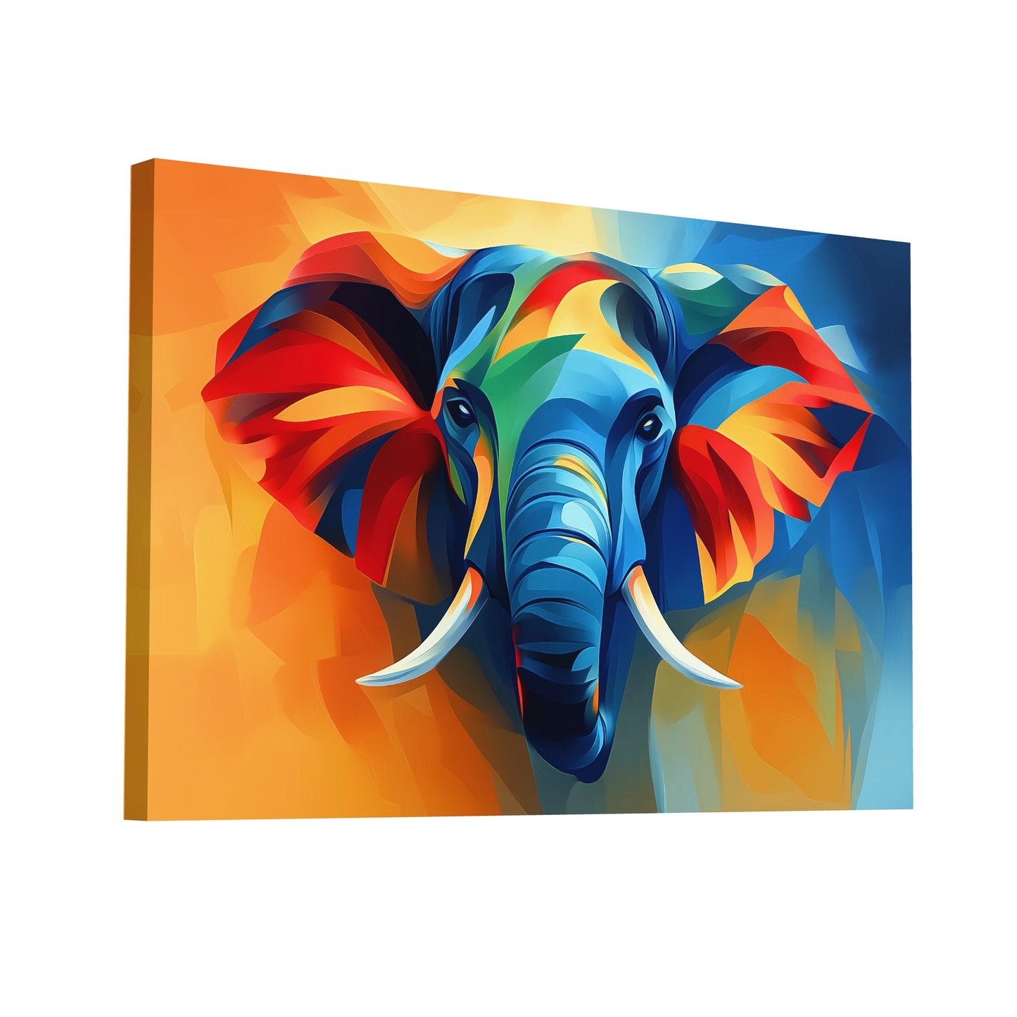 Product Hero 3D WebP Tableau Tête d'Éléphant - Couleurs Intenses - Art Virtuoso