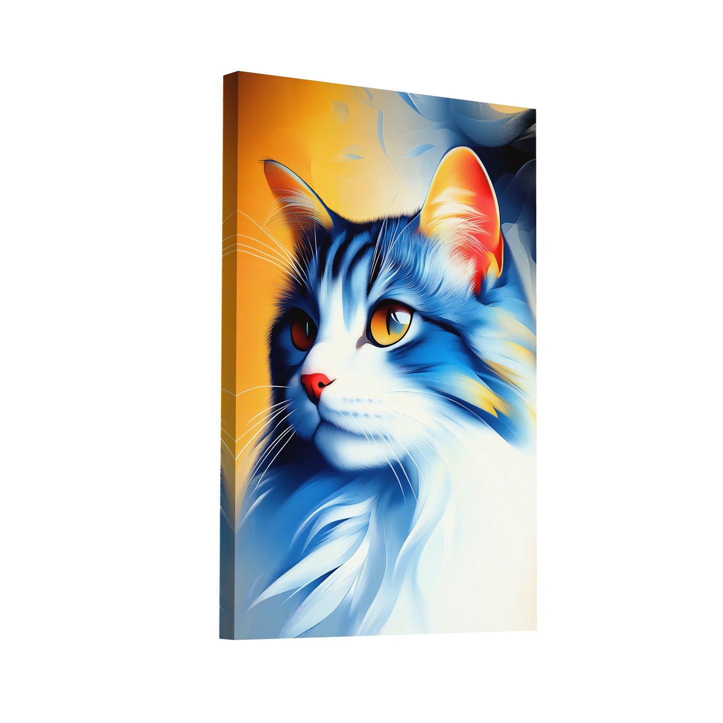Product Hero 3D WebP Tableau Tête de Chat - Félix en Bleu - Art Virtuoso